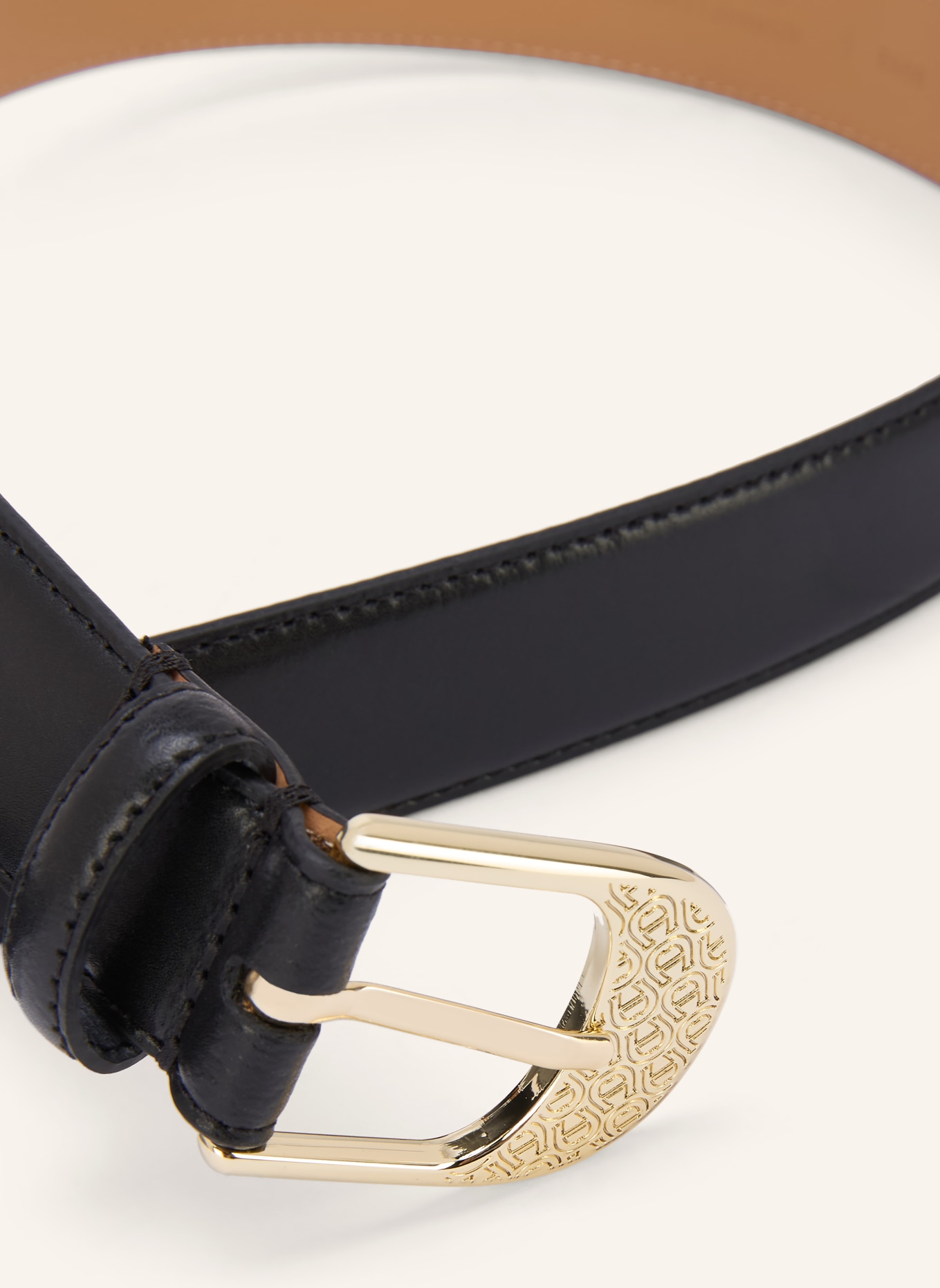 AIGNER Leather belt: BLACK / GOLD