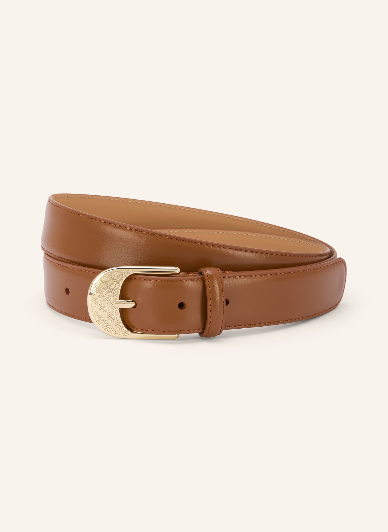AIGNER Leather belt: COGNAC / GOLD