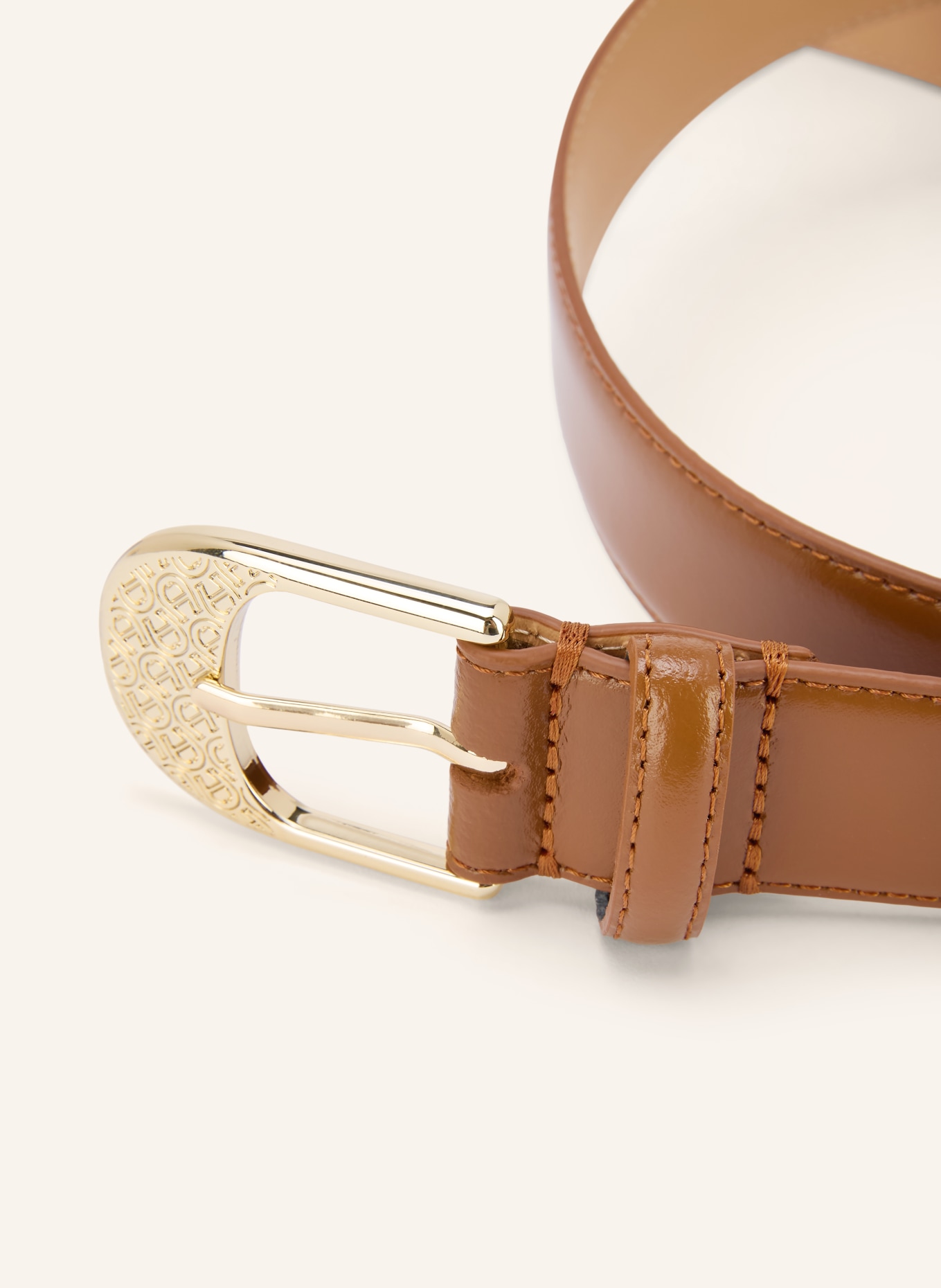 AIGNER Leather belt: COGNAC / GOLD