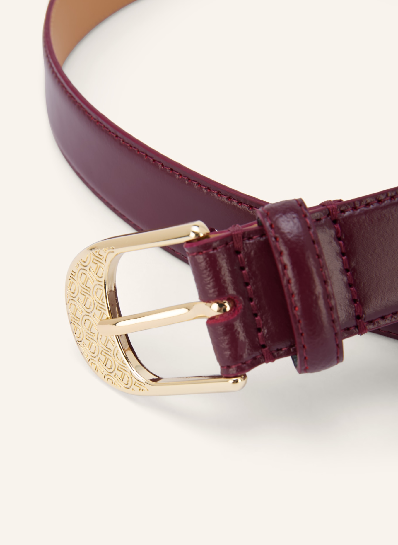 AIGNER Ledergürtel: DUNKELROT / GOLD