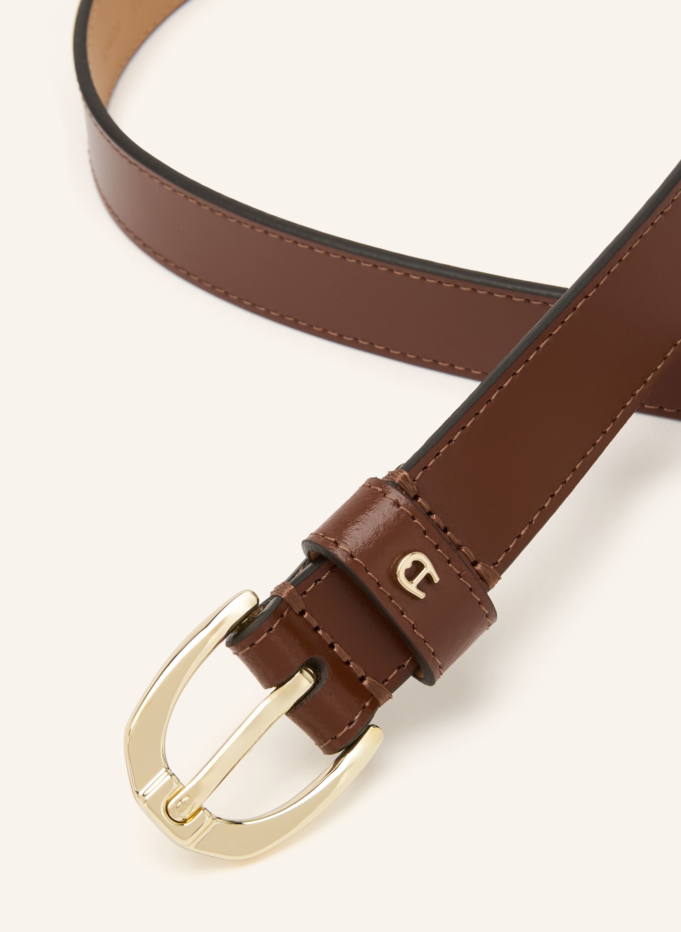 AIGNER Leren riem: BRUIN / GOUD