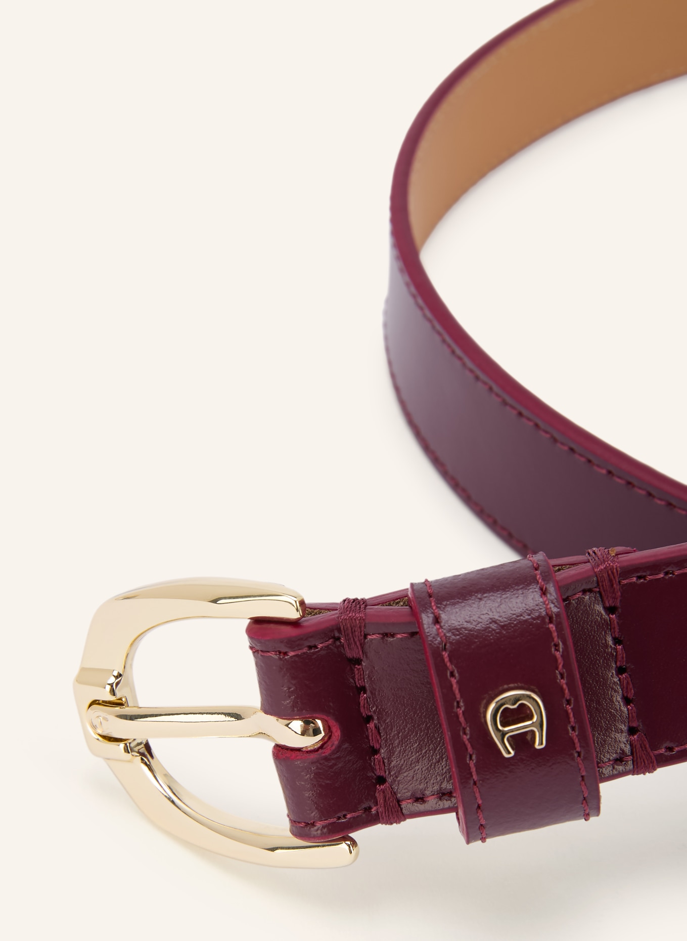 AIGNER Leather belt: DARK RED / GOLD