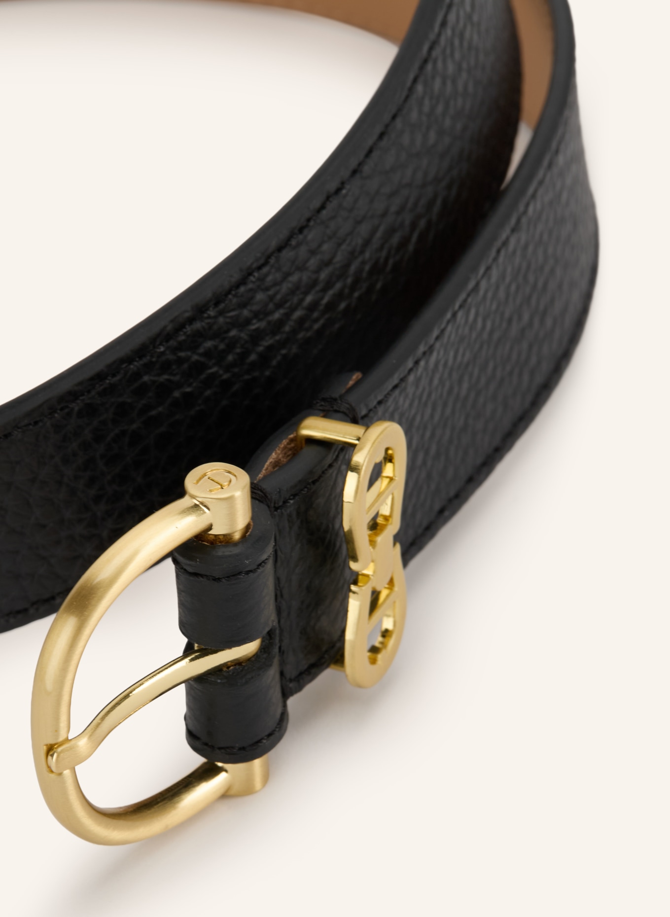 AIGNER Leather belt: BLACK / GOLD