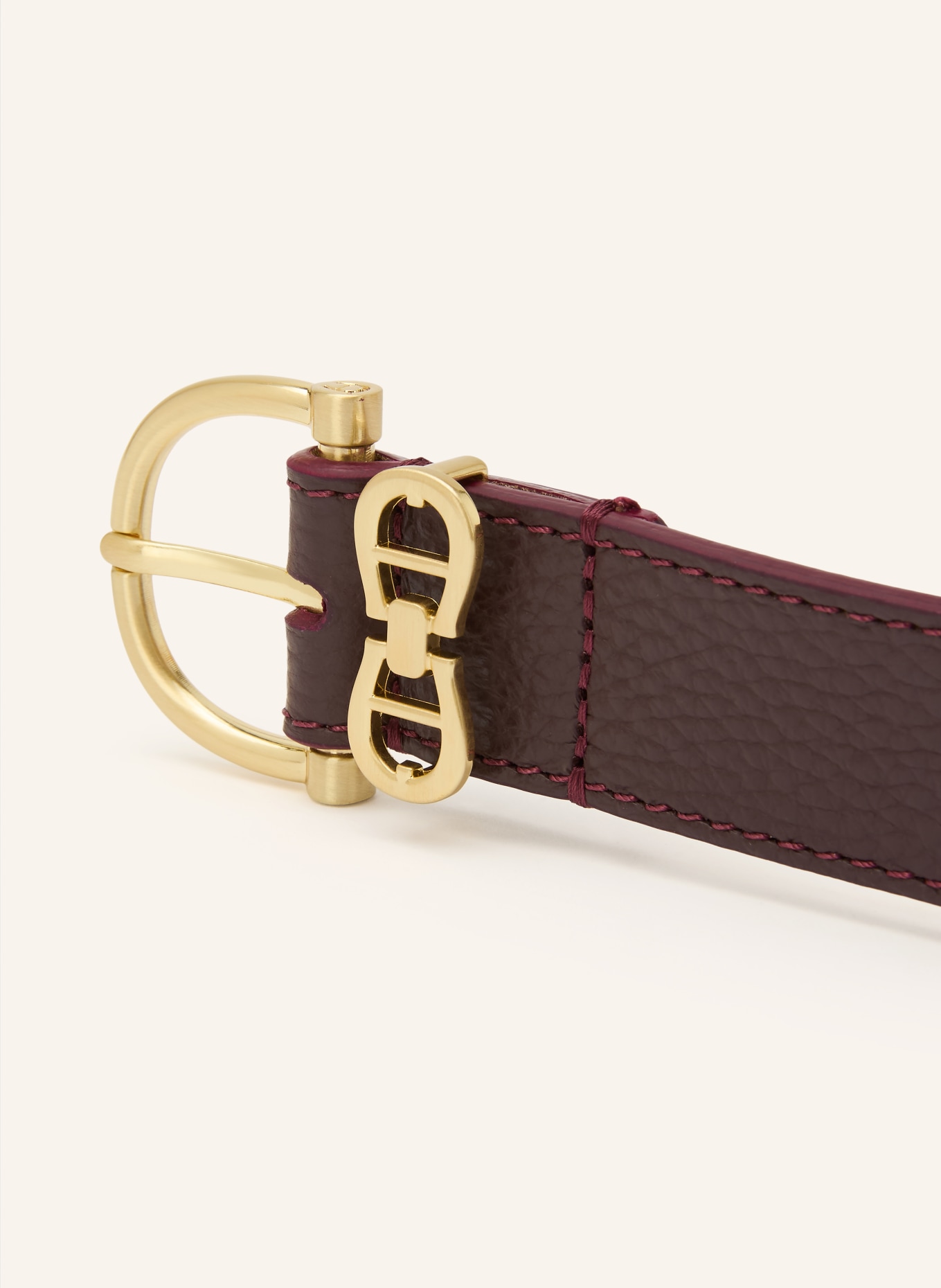 AIGNER Leren riem: MARRON FONCÉ / GOUD