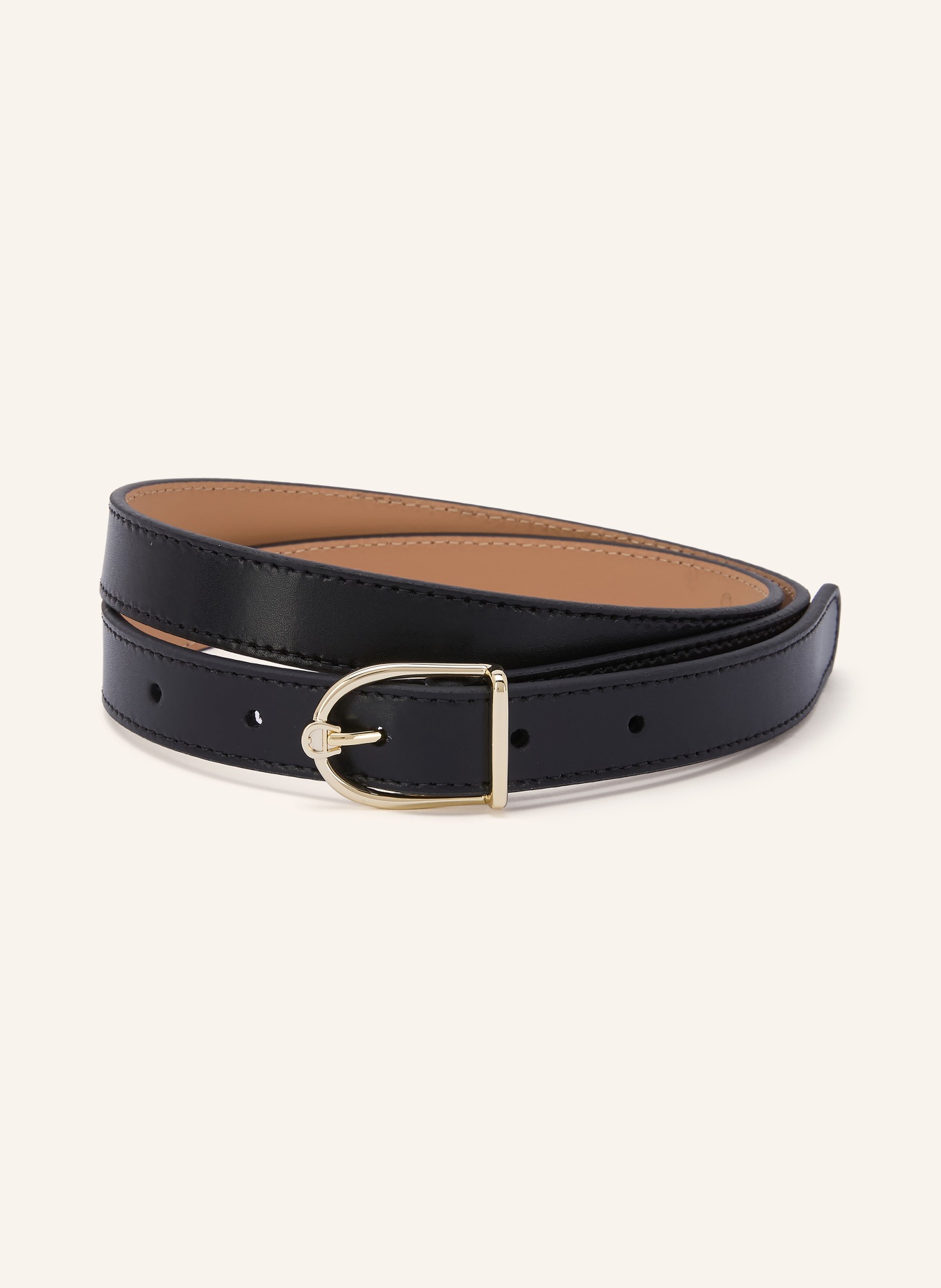 AIGNER Ledergürtel: SCHWARZ / GOLD