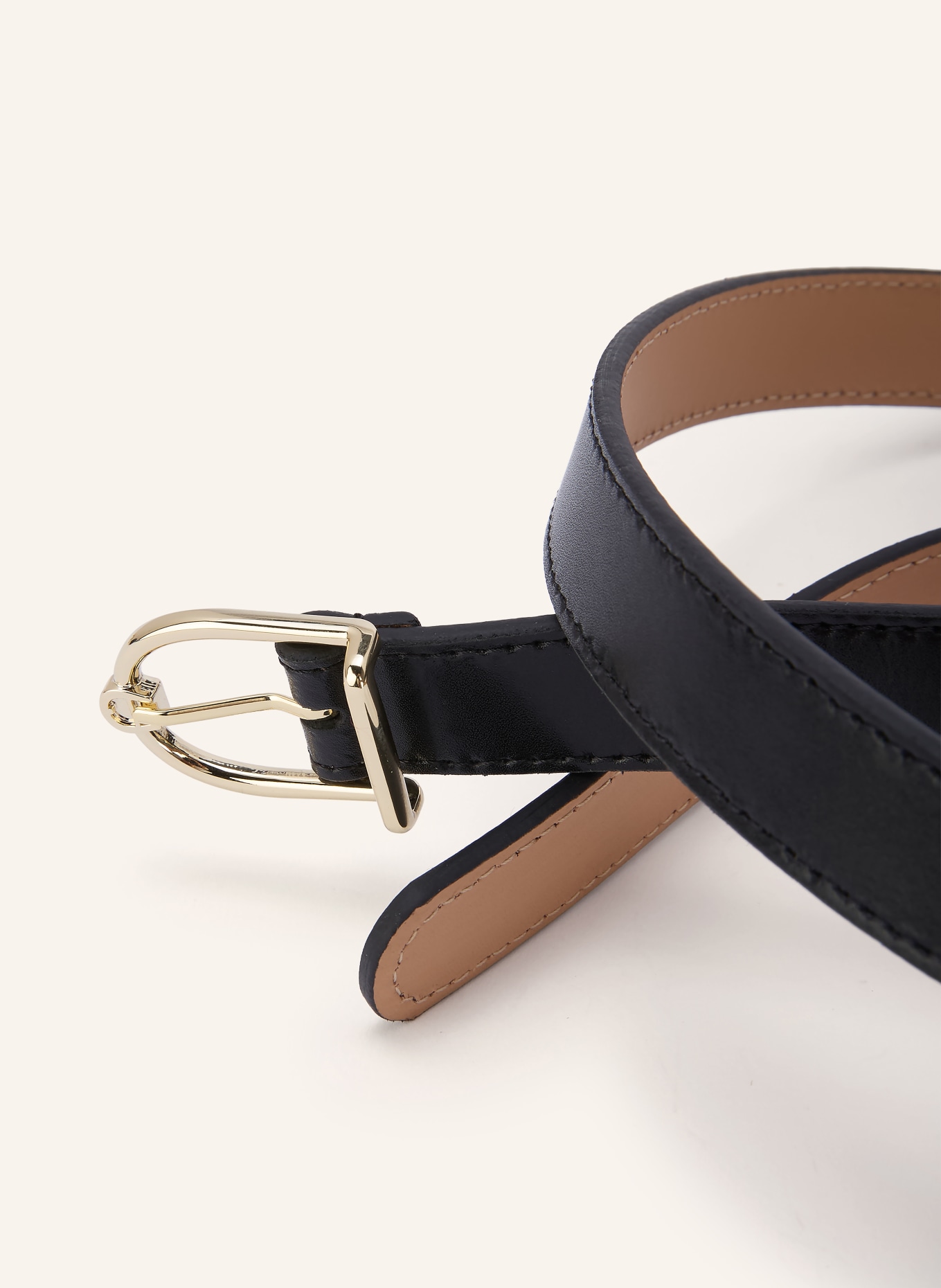 AIGNER Ledergürtel: SCHWARZ / GOLD
