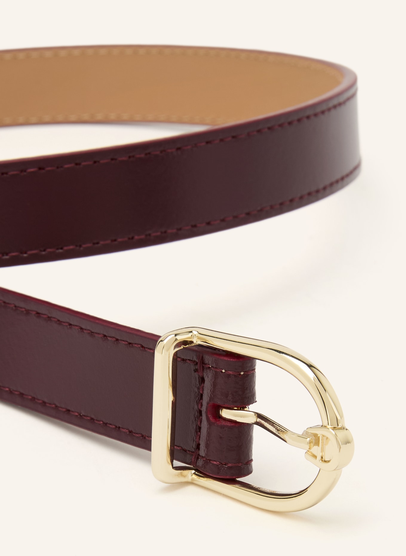 AIGNER Leren riem: DONKERROOD / GOUD