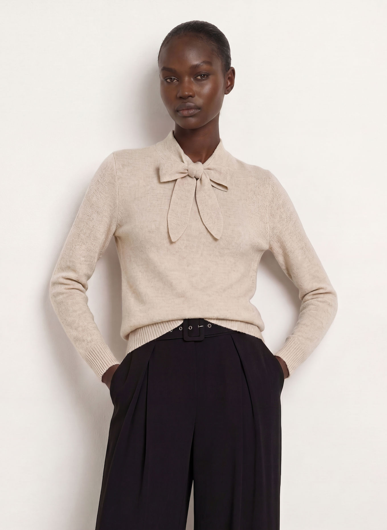 lilienfels Tröja med kashmir och fluga: BEIGE
