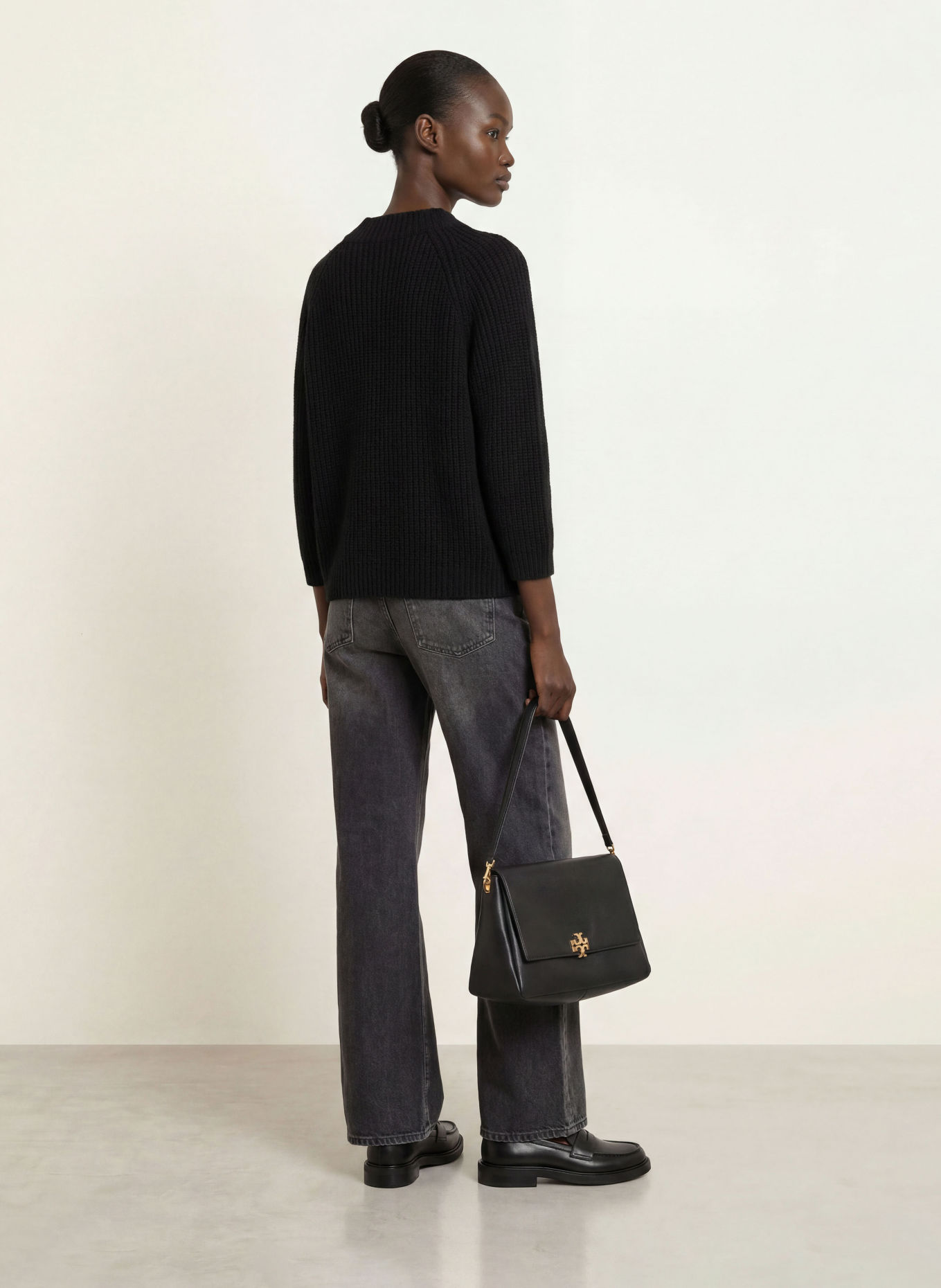 lilienfels 3/4-sleeve sweater with cashmere: BLACK