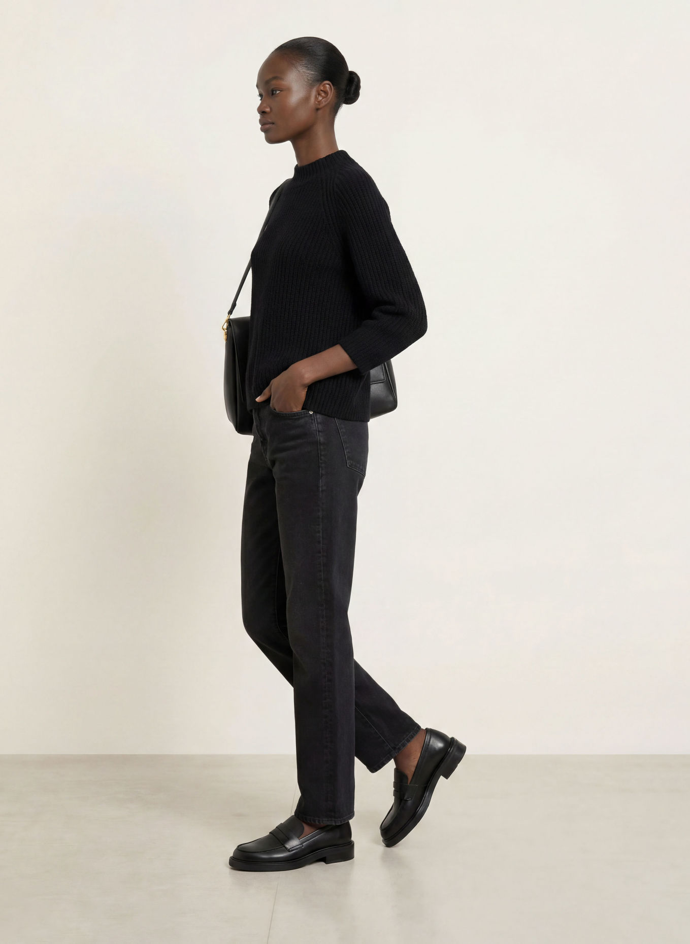 lilienfels 3/4-sleeve sweater with cashmere: BLACK