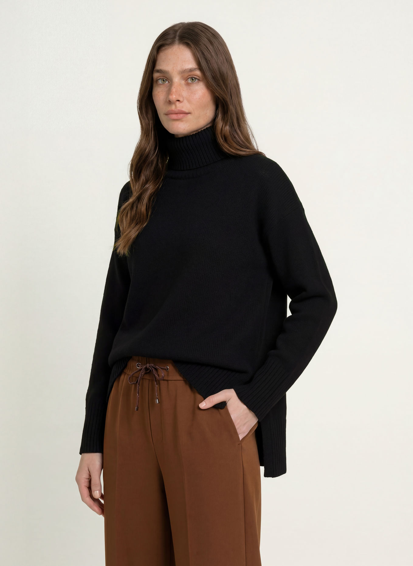 lilienfels Rullekravebluse med kashmir: SORT