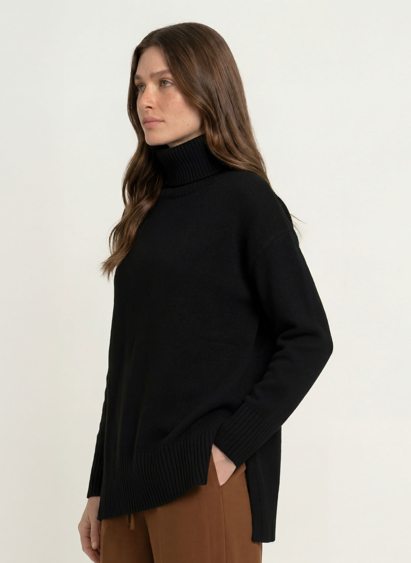 lilienfels Rullekravebluse med kashmir: SORT