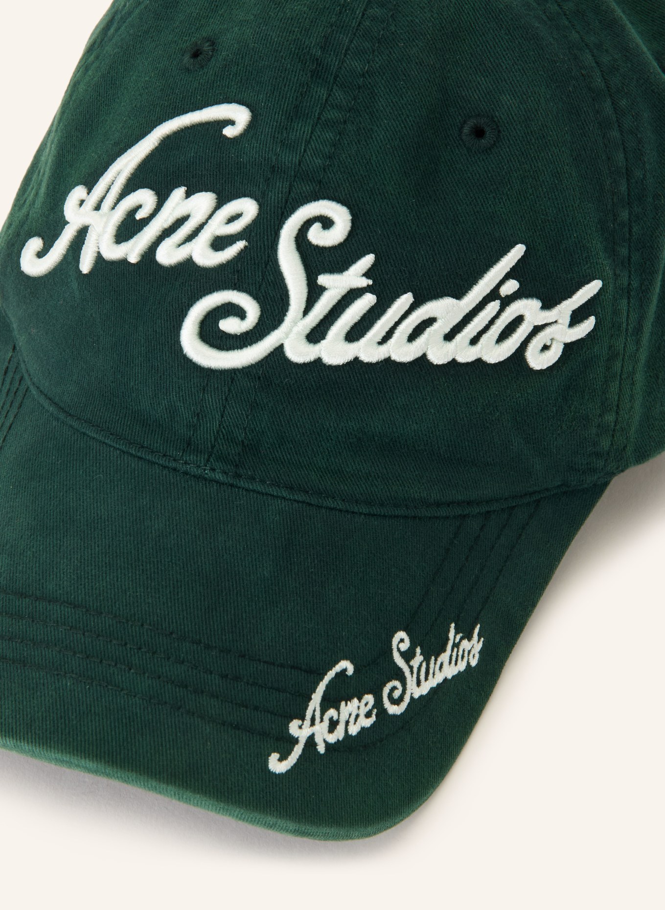 Acne Studios Cap: DARK GREEN / WHITE