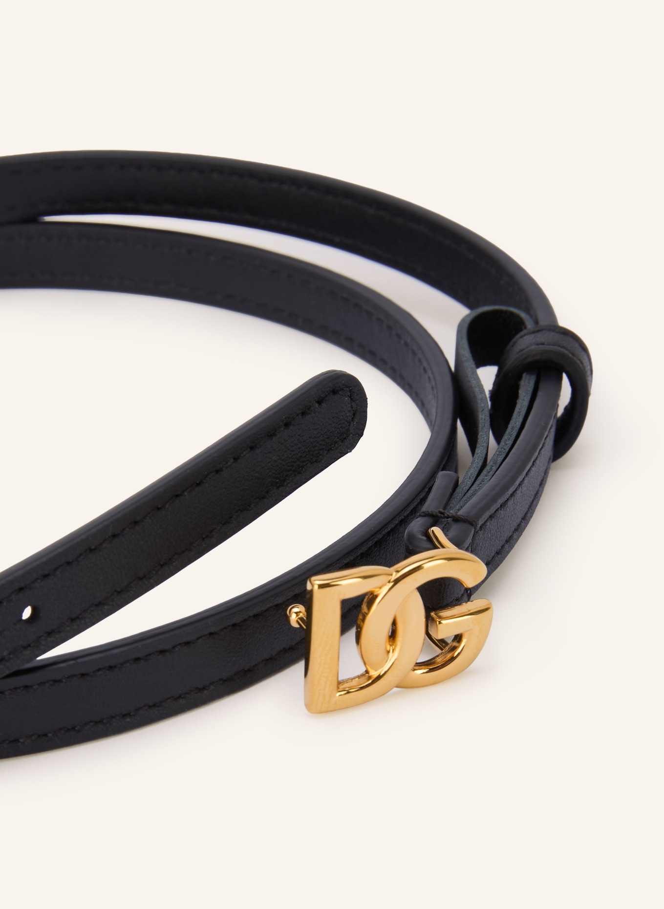 DOLCE & GABBANA Ledergürtel: SCHWARZ / GOLD