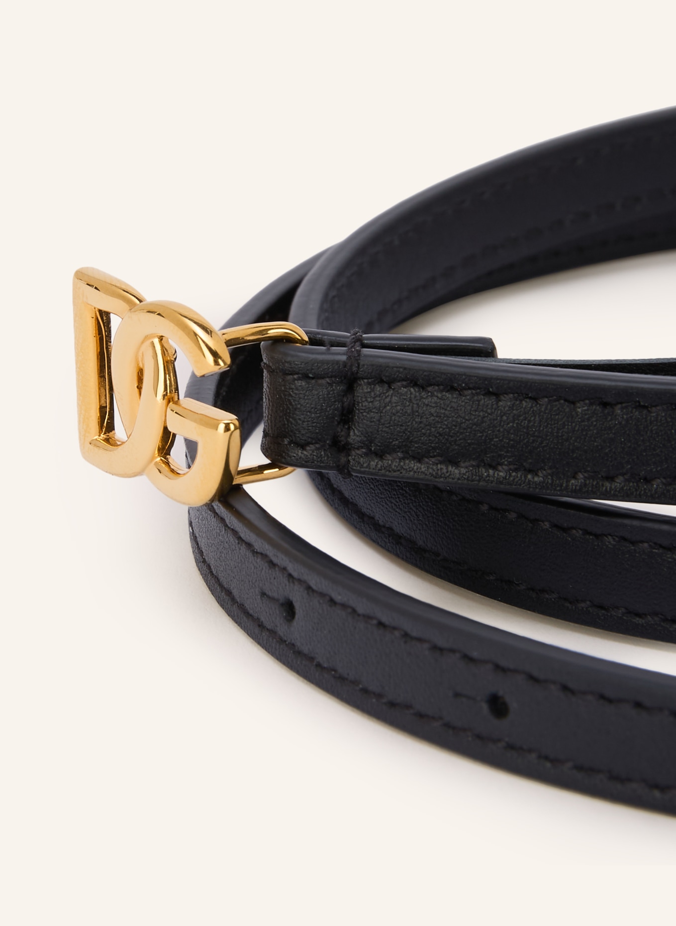 DOLCE & GABBANA Ledergürtel: SCHWARZ / GOLD