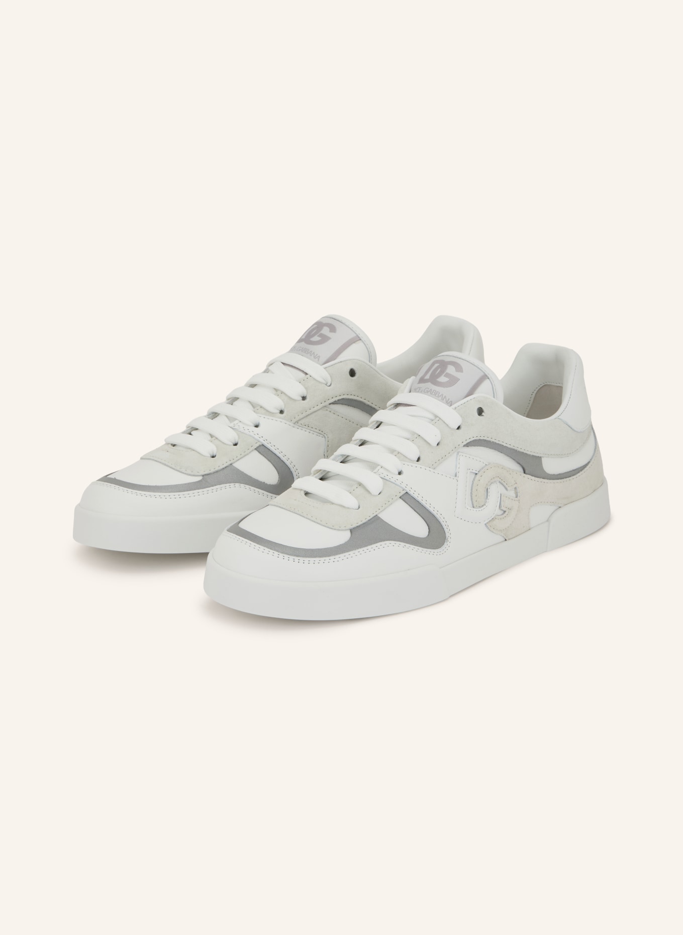 DOLCE & GABBANA Sneakers PORTOFINO: WIT / ZILVER / BEIGE