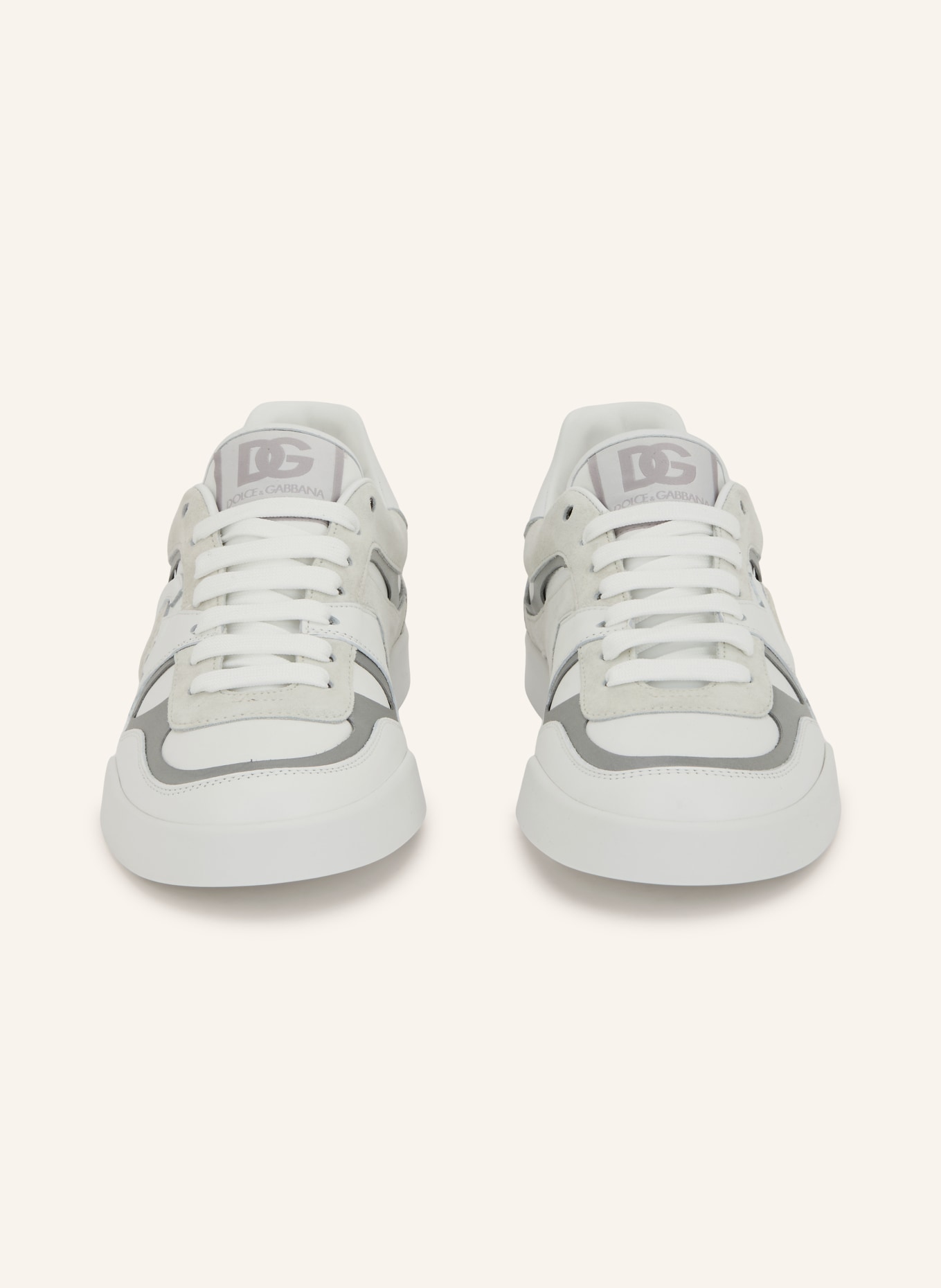 DOLCE & GABBANA Sneakers PORTOFINO: WIT / ZILVER / BEIGE