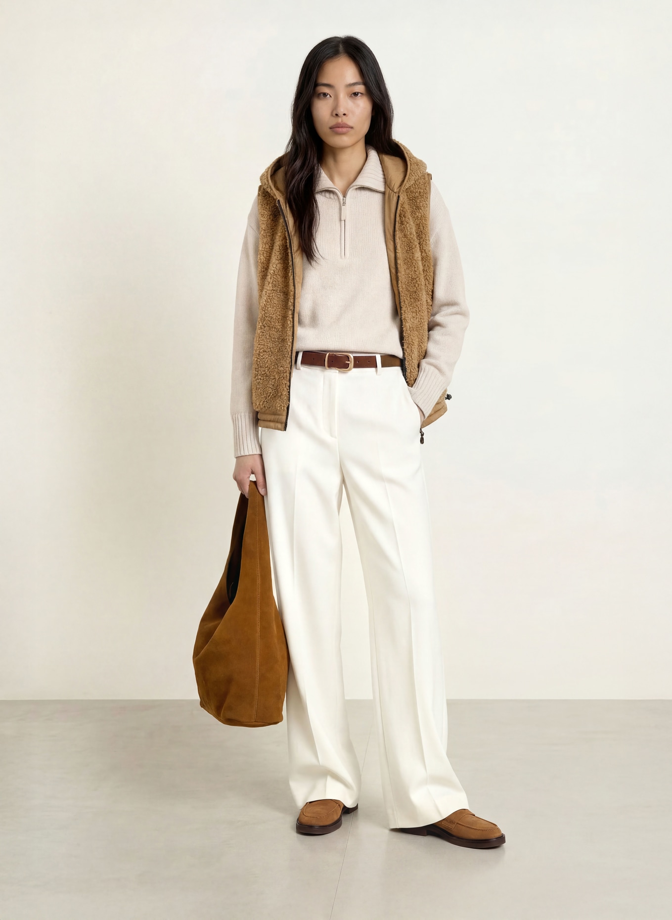 FRIEDA & FREDDIES Steppweste MISS DAISY im Materialmix: CAMEL