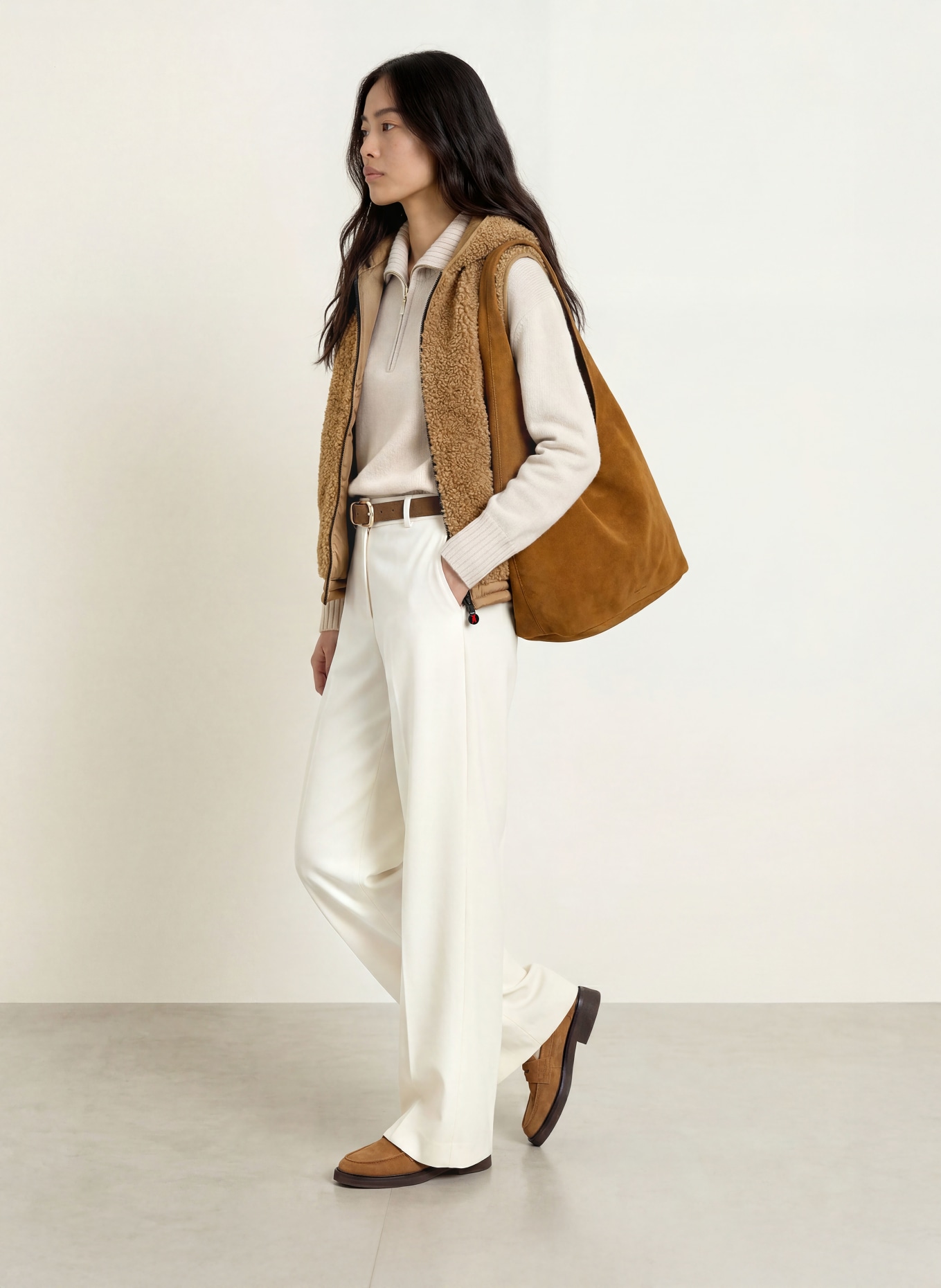 FRIEDA & FREDDIES Steppweste MISS DAISY im Materialmix: CAMEL