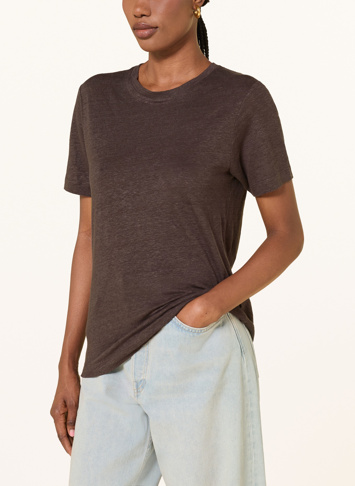 COS T-Shirt aus Leinen: DUNKELBRAUN