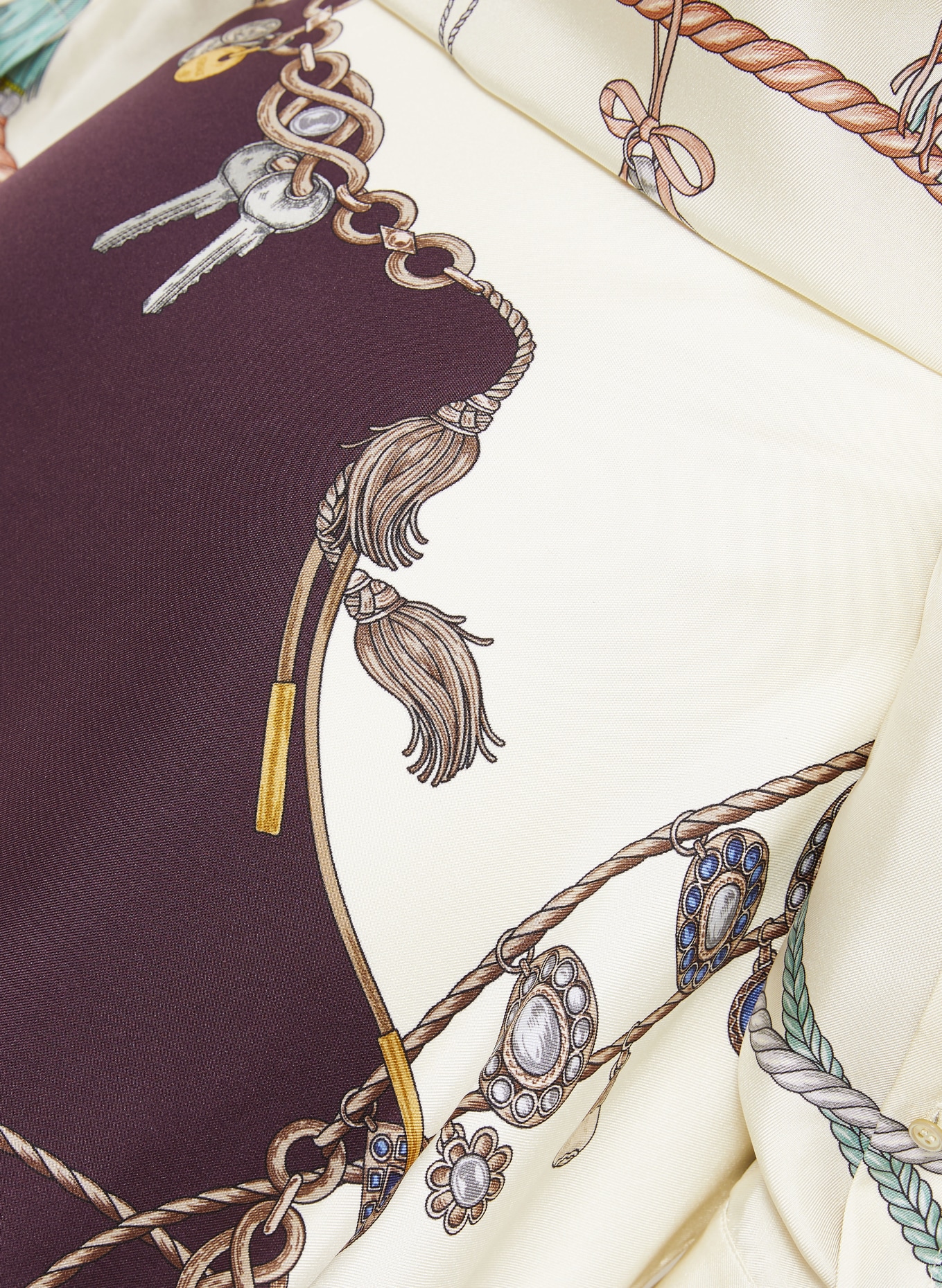 VERSACE Jedwabna spódnica w stylu kopertowym: FIOLETOWY / KREMOWY