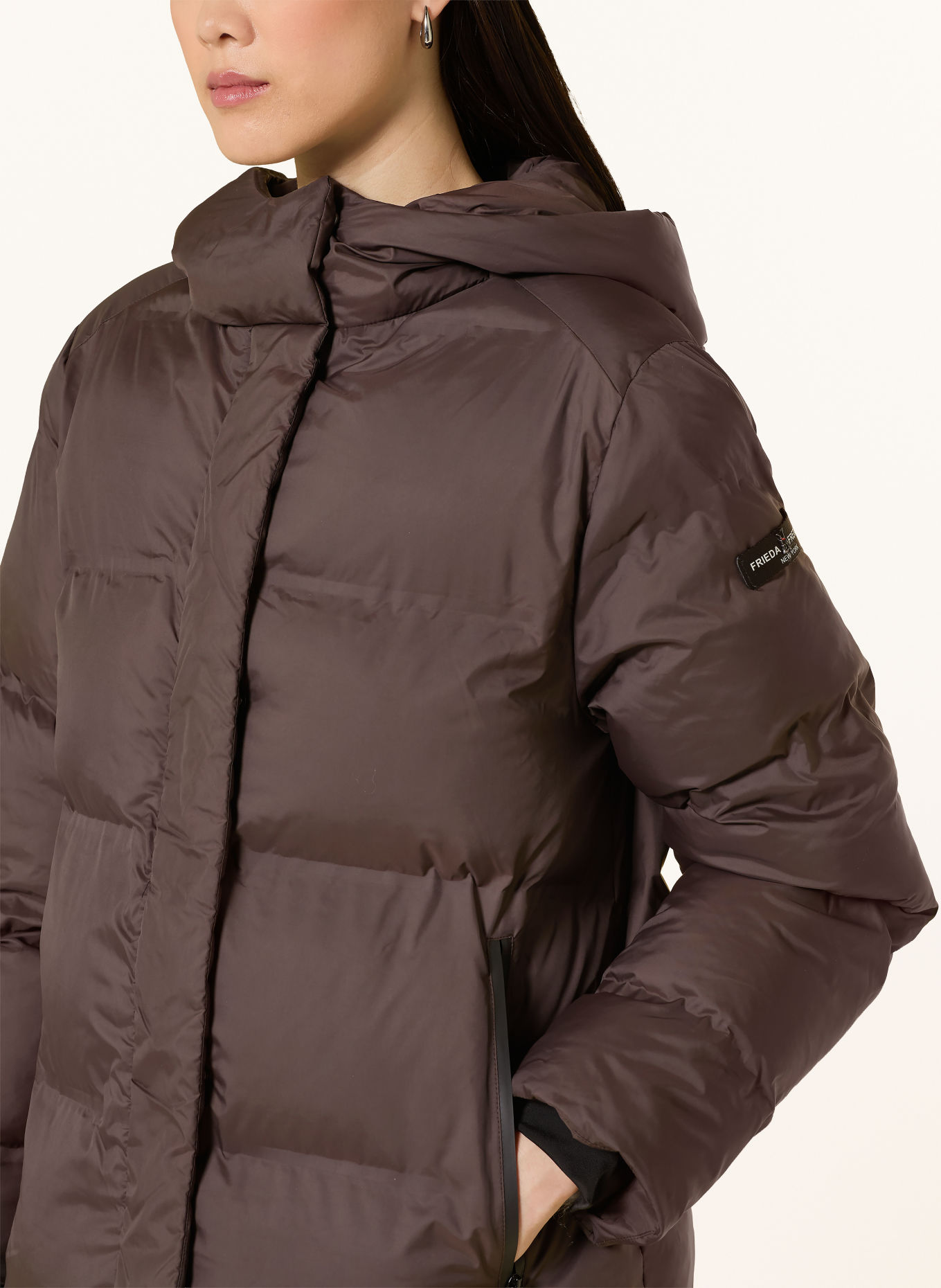 FRIEDA & FREDDIES Gewatteerde mantel ALLESANDRA: MARRON FONCÉ