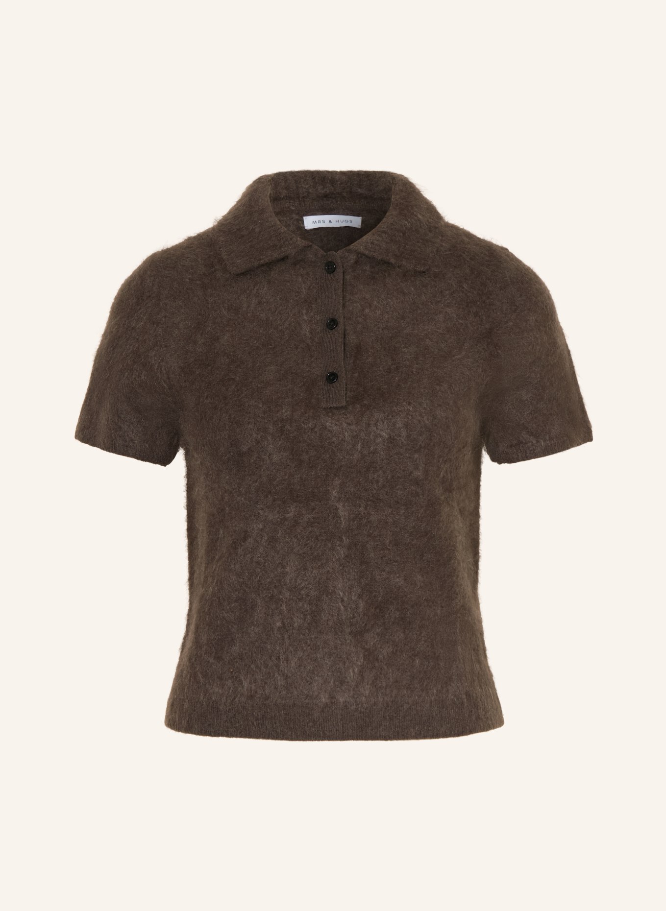 MRS & HUGS Polo en maille de cachemire: MARRON FONCÉ