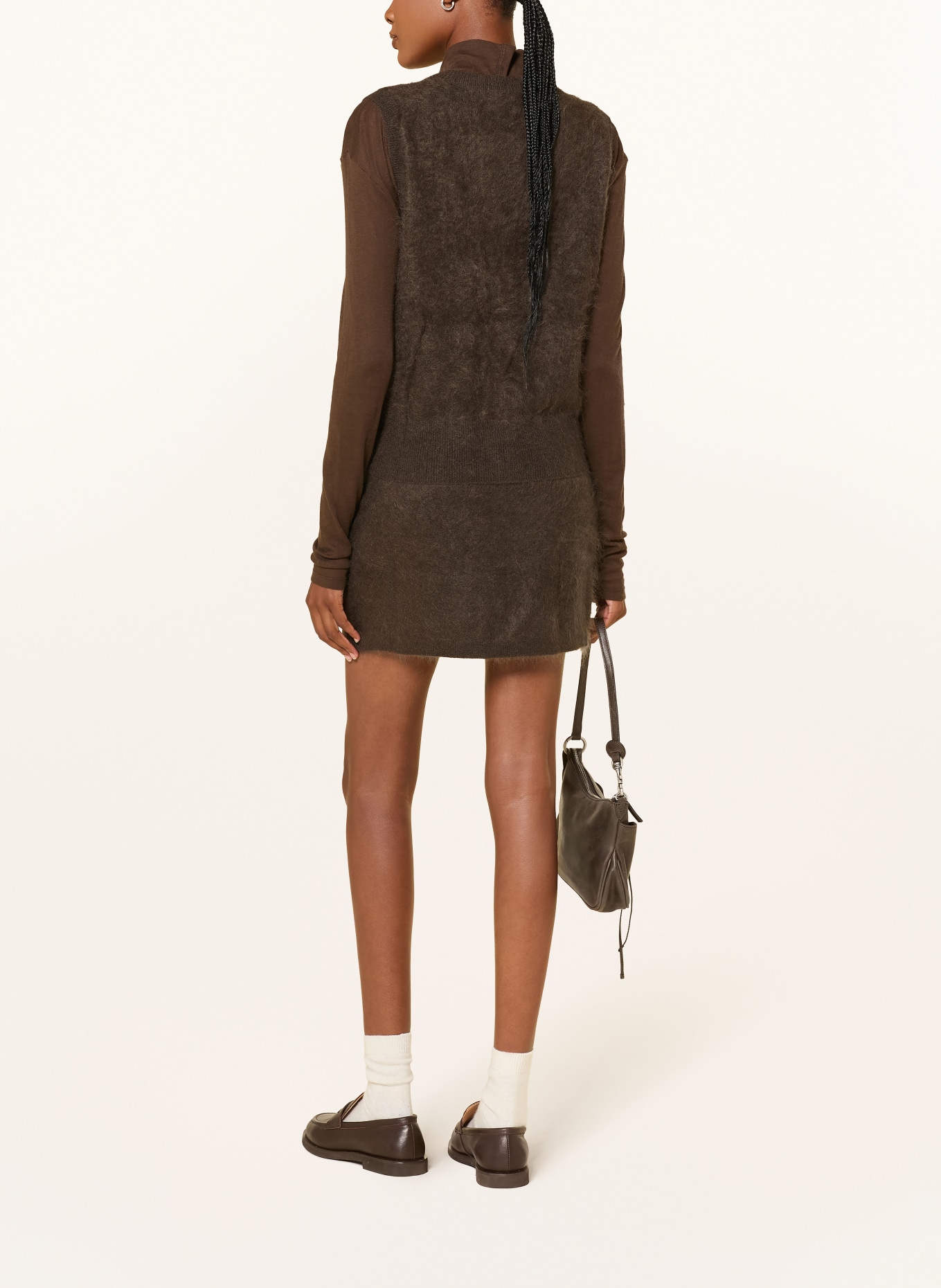 MRS & HUGS Cashmere knit skirt: DARK BROWN