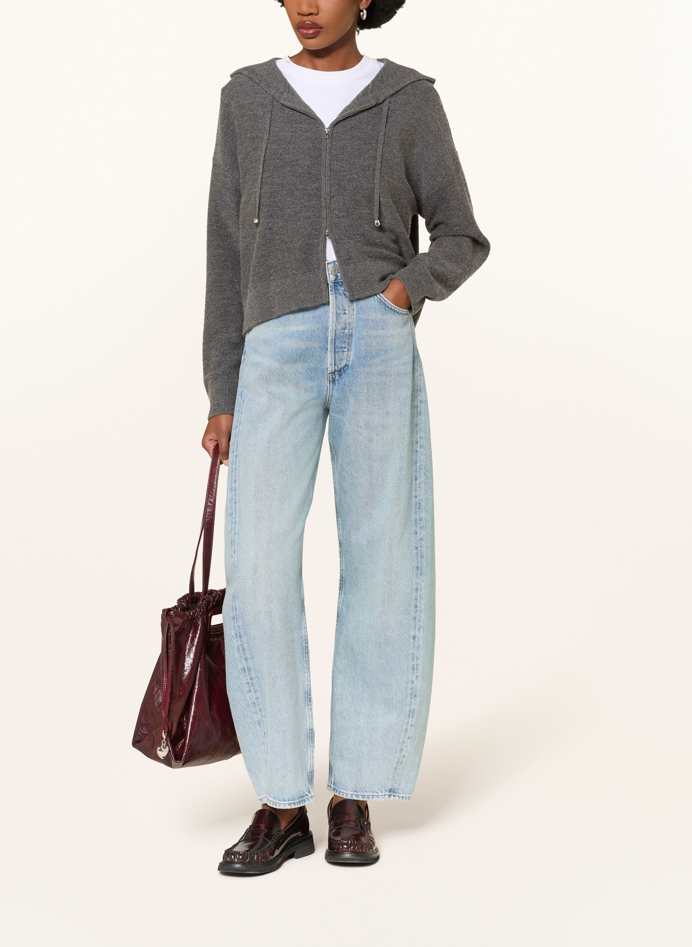 MRS & HUGS Strickjacke mit Cashmere: GRAU