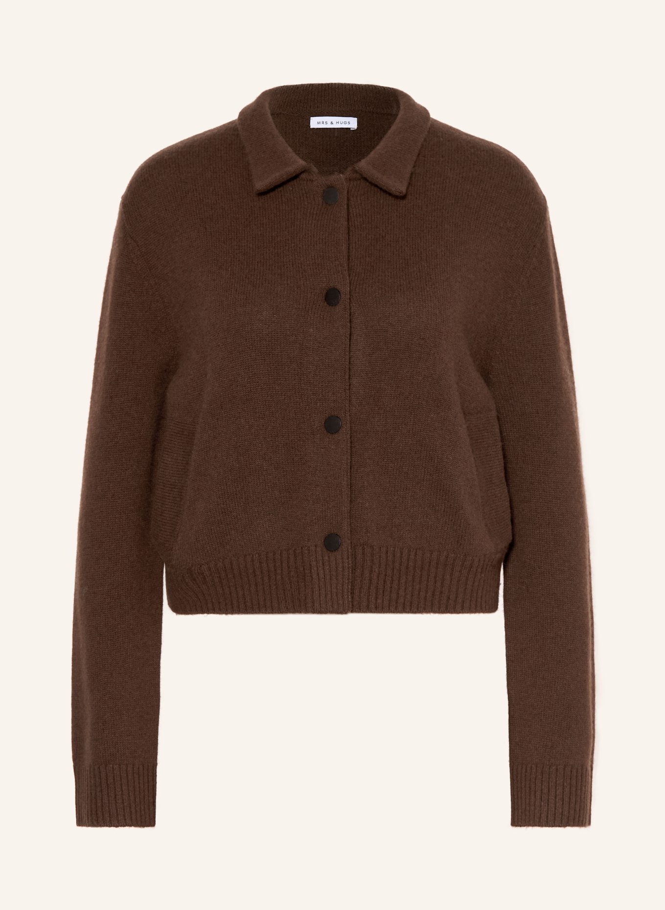 MRS & HUGS Strickjacke mit Cashmere: DUNKELBRAUN