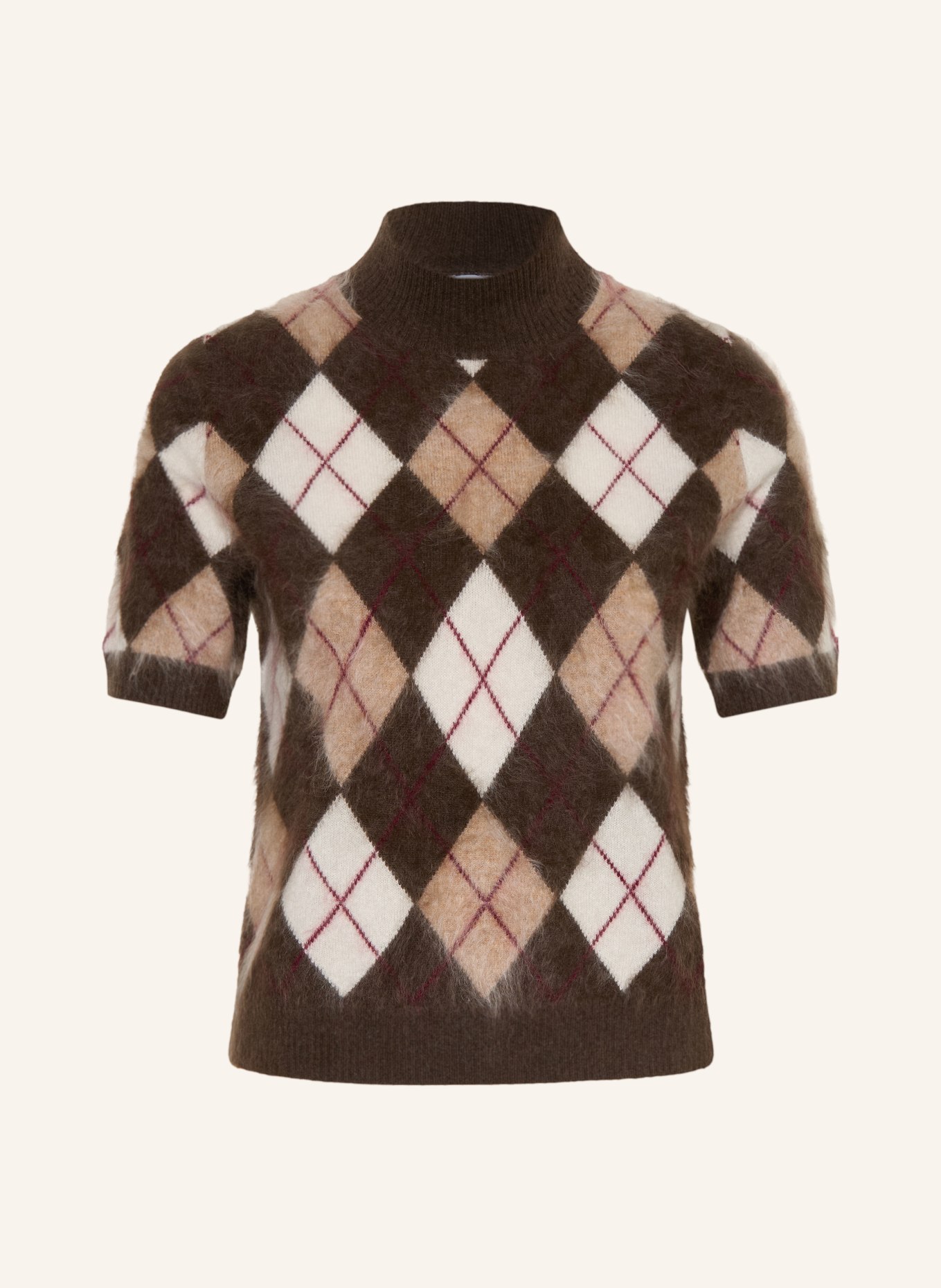 MRS & HUGS Strickshirt aus Cashmere: DUNKELBRAUN / BEIGE / DUNKELROT
