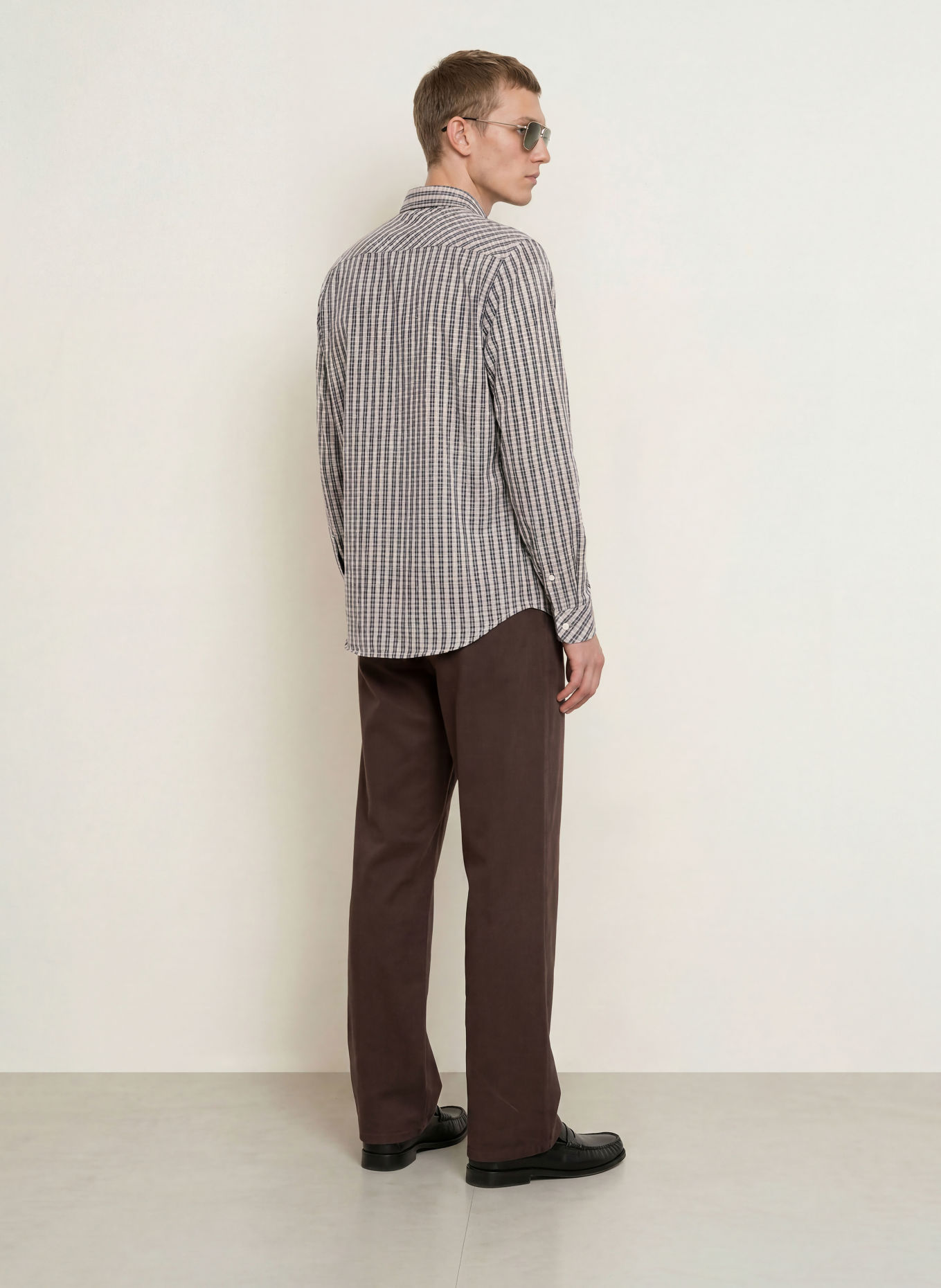 SAMSØE SAMSØE Flanellen overhemd SARYAN Comfort Fit: DONKERGRIJS / ECRU