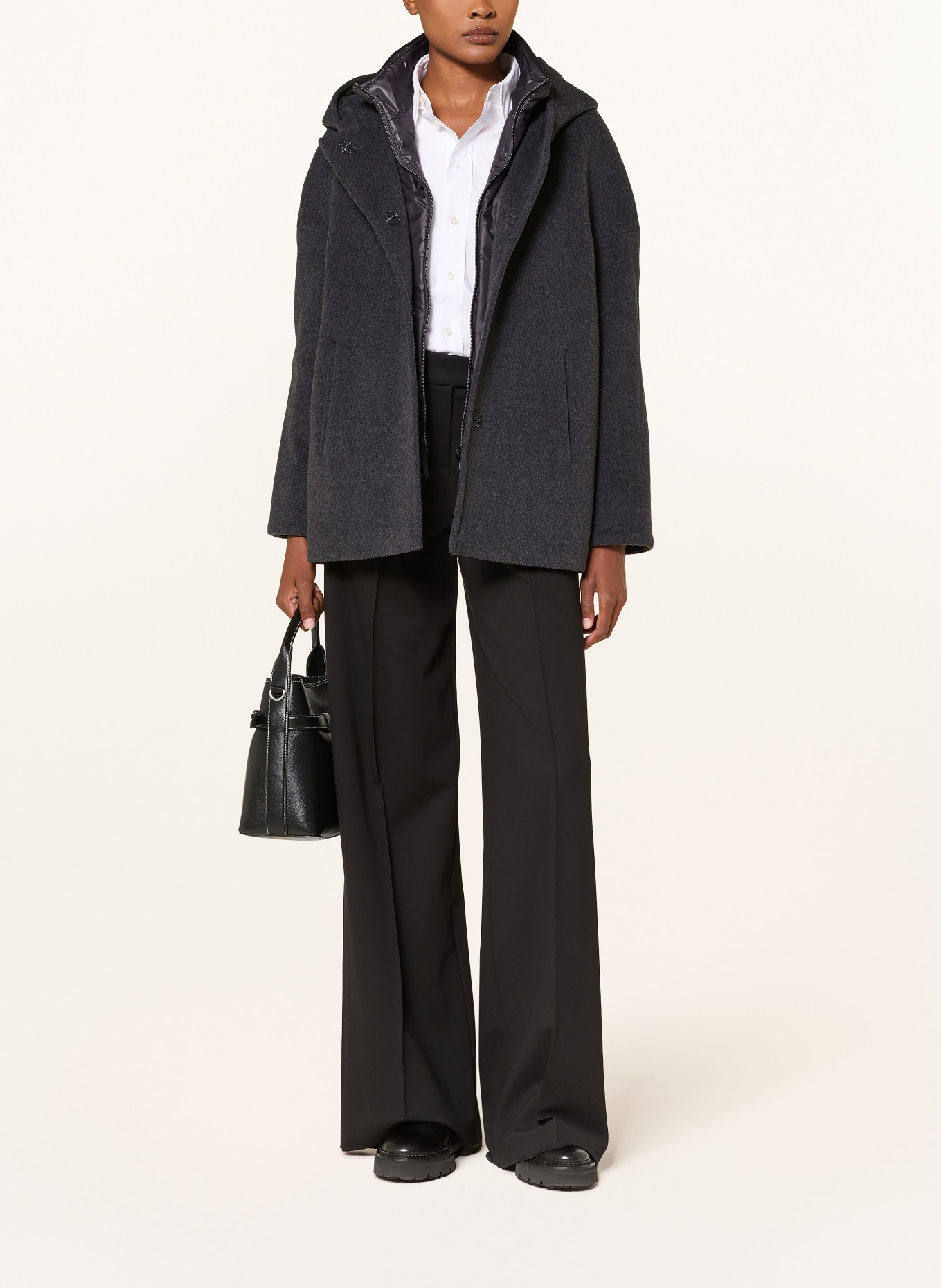 ICONS CINZIA ROCCA Jacket with removable trim: DARK GRAY