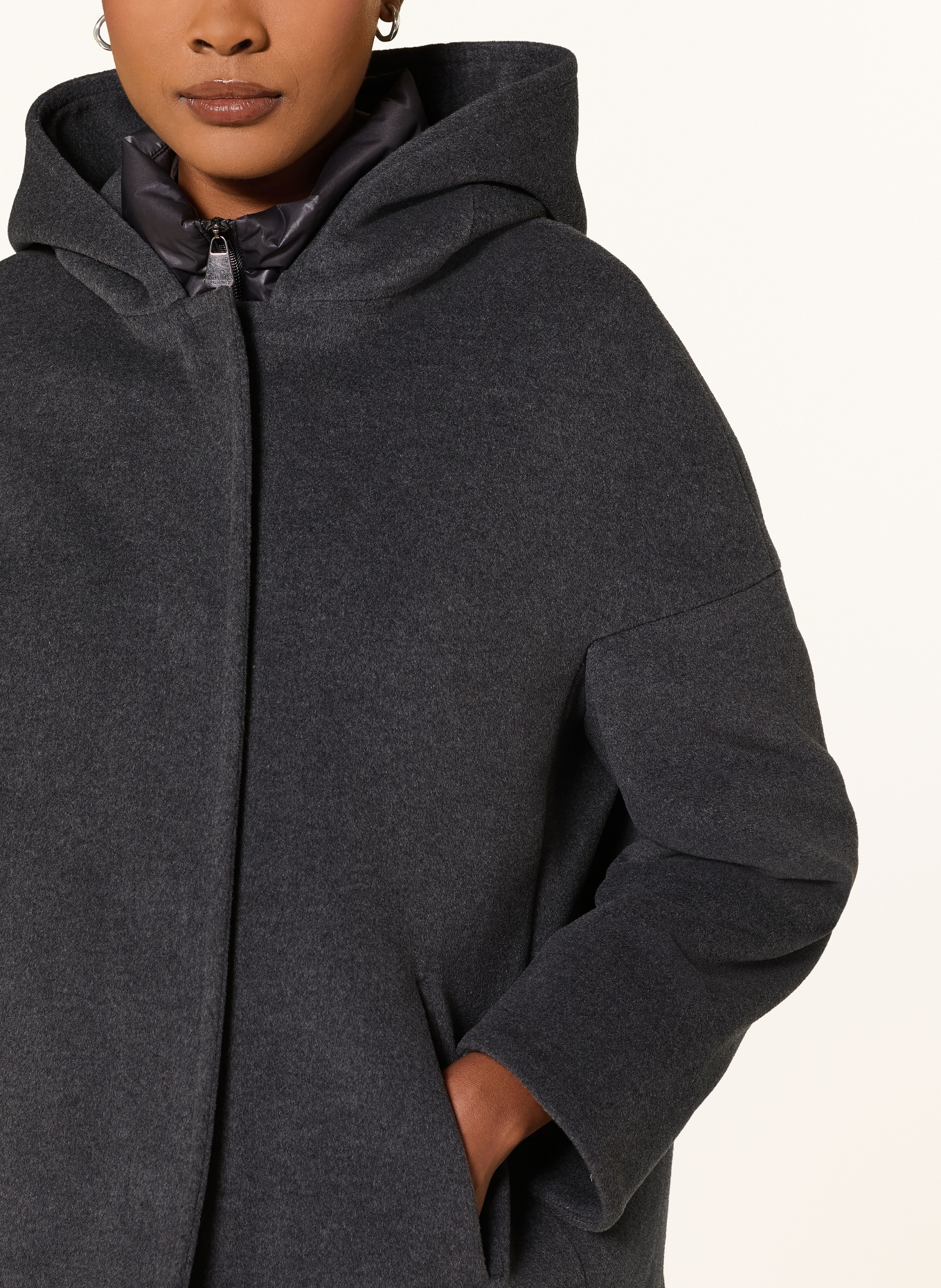 ICONS CINZIA ROCCA Jacket with removable trim: DARK GRAY