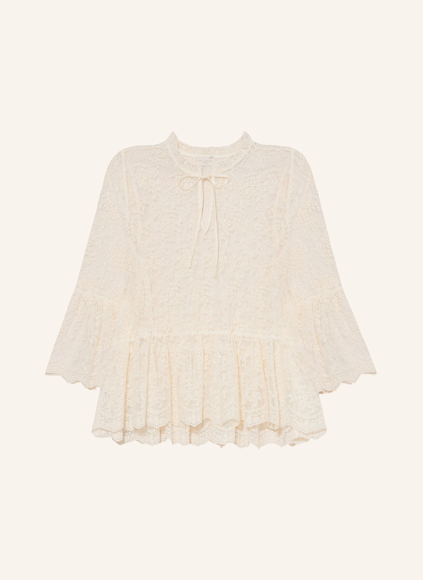 MILANO ITALY Blusenshirt aus Spitze mit 3/4-Arm: CREME