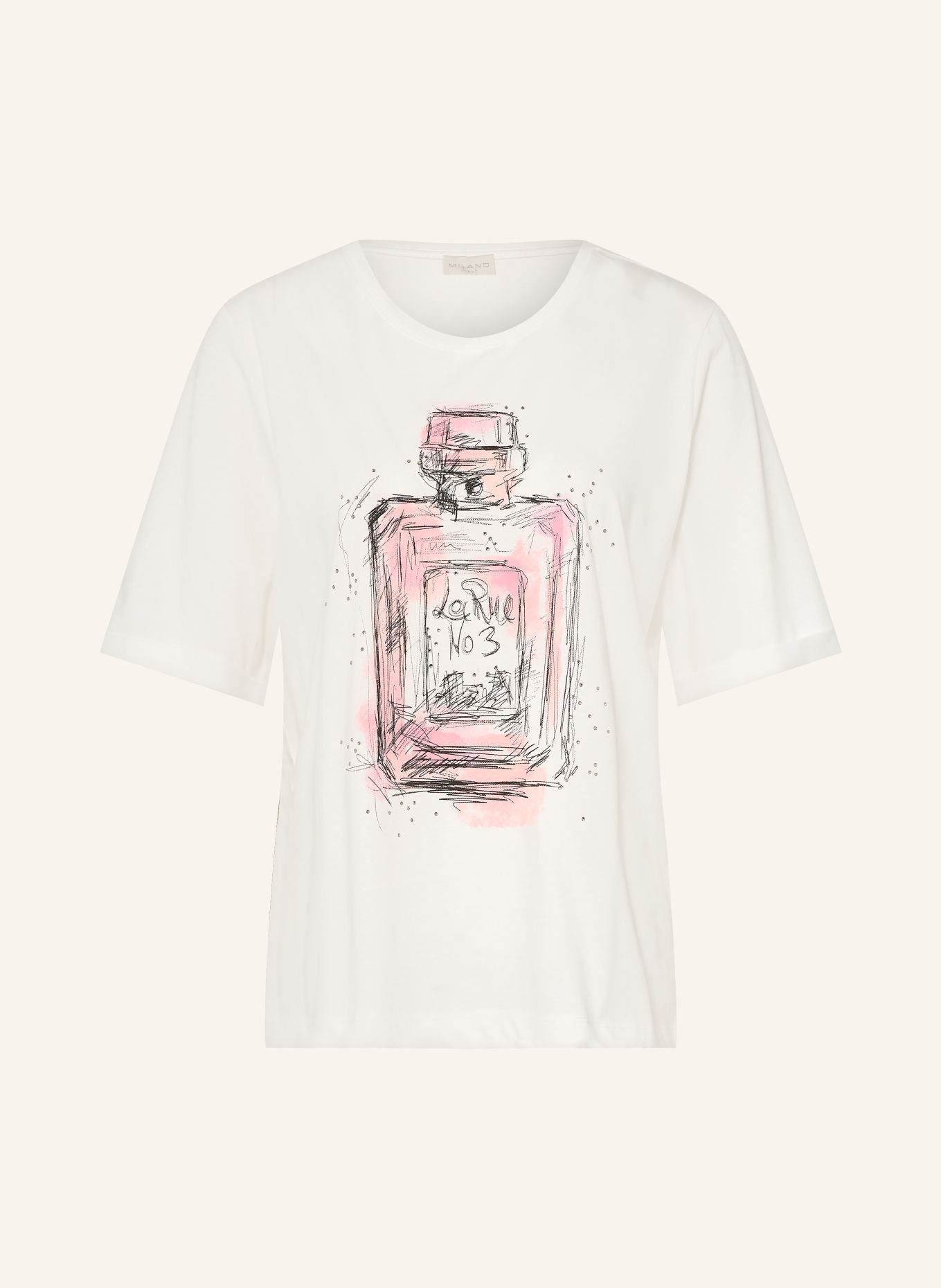 MILANO ITALY T-shirt z kamieniami ozdobnymi: BIAŁY / RÓŻOWY