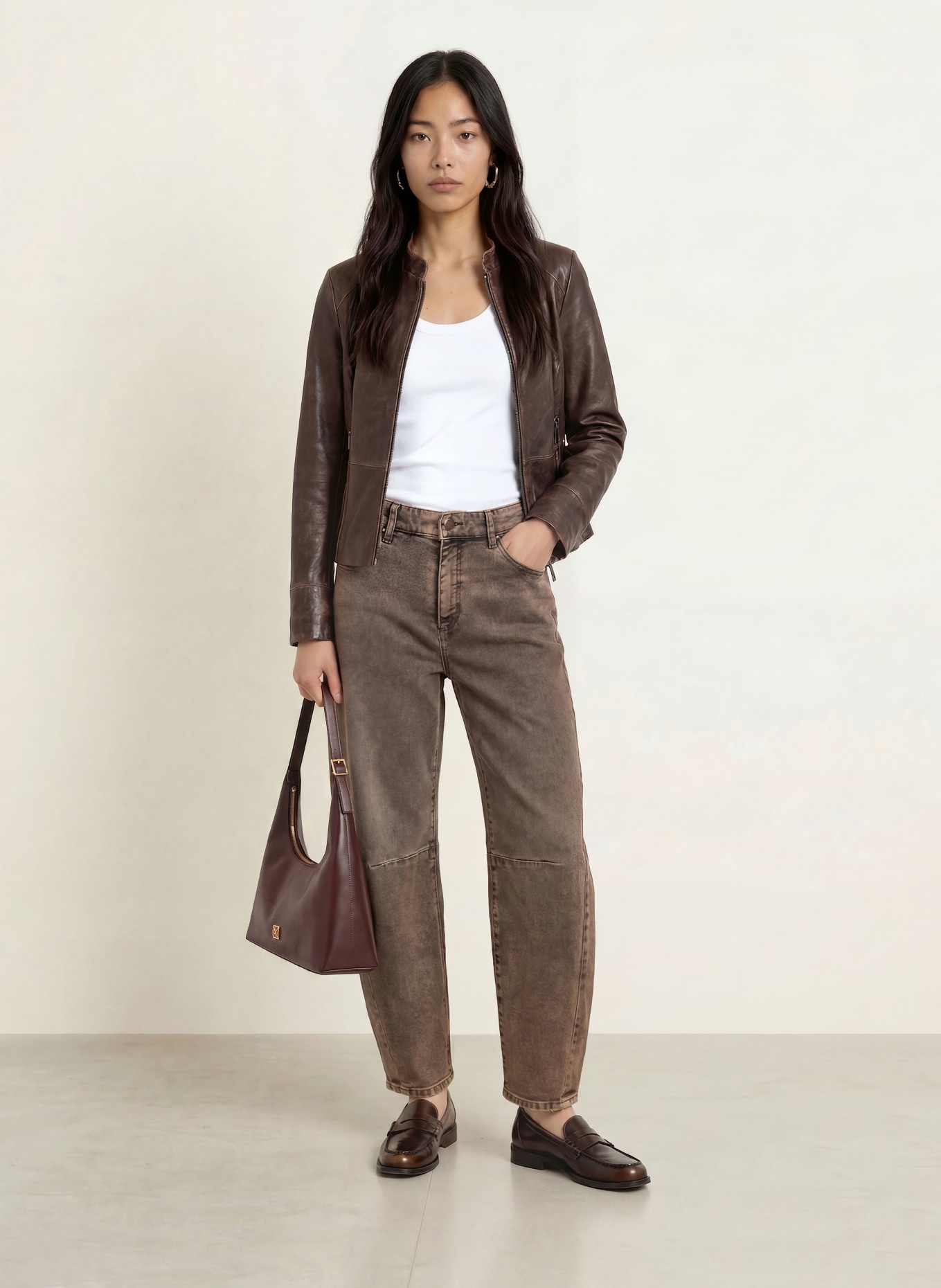 MAC Barrel džíny DAKOTA: D795 brown crincle wash