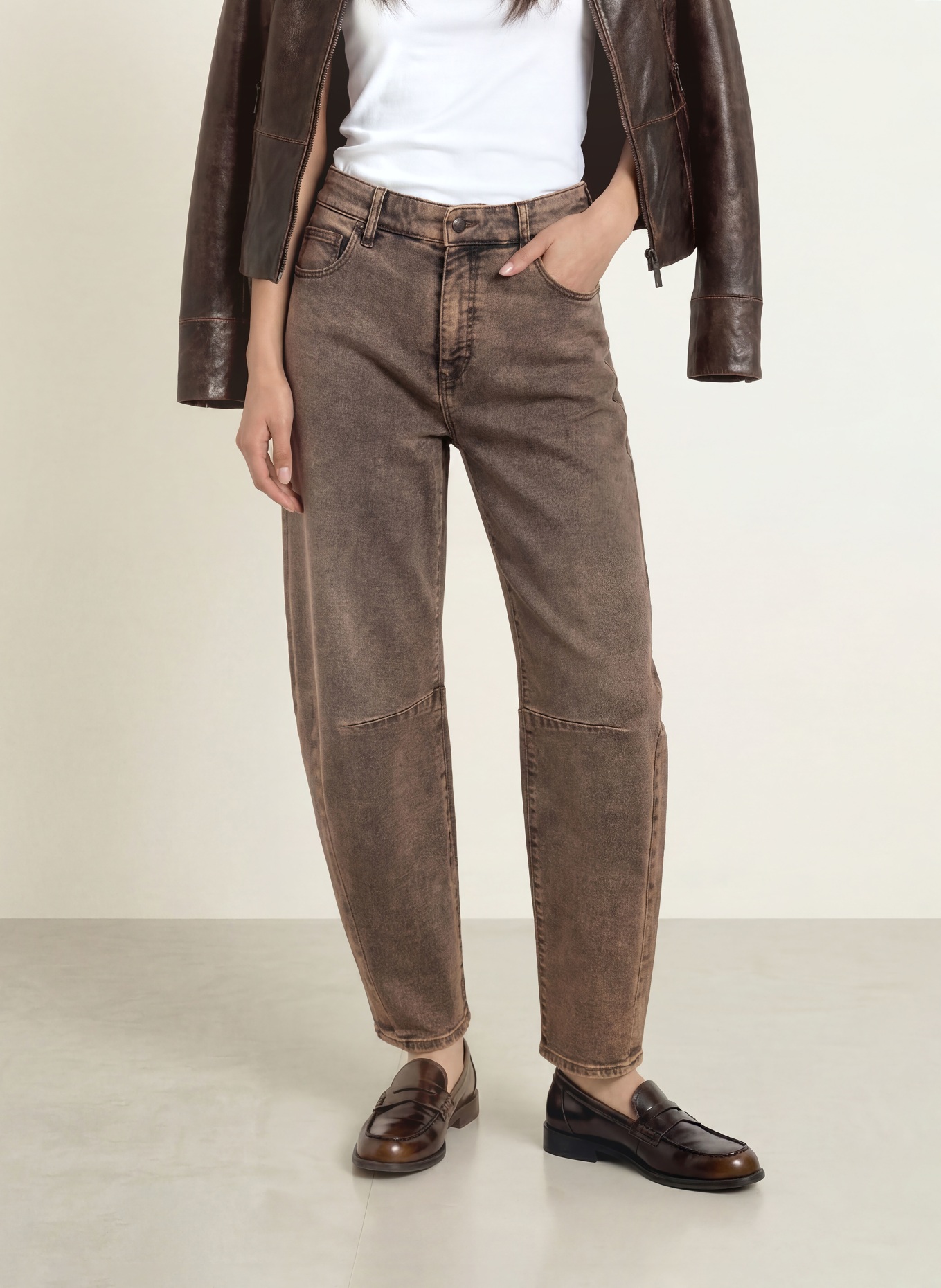 MAC Barrel džíny DAKOTA: D795 brown crincle wash