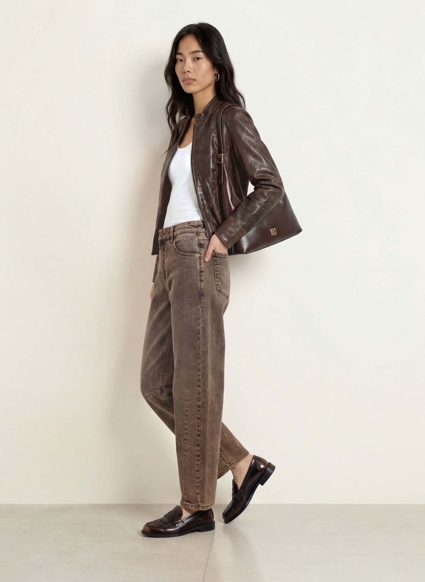 MAC Barrel džíny DAKOTA: D795 brown crincle wash