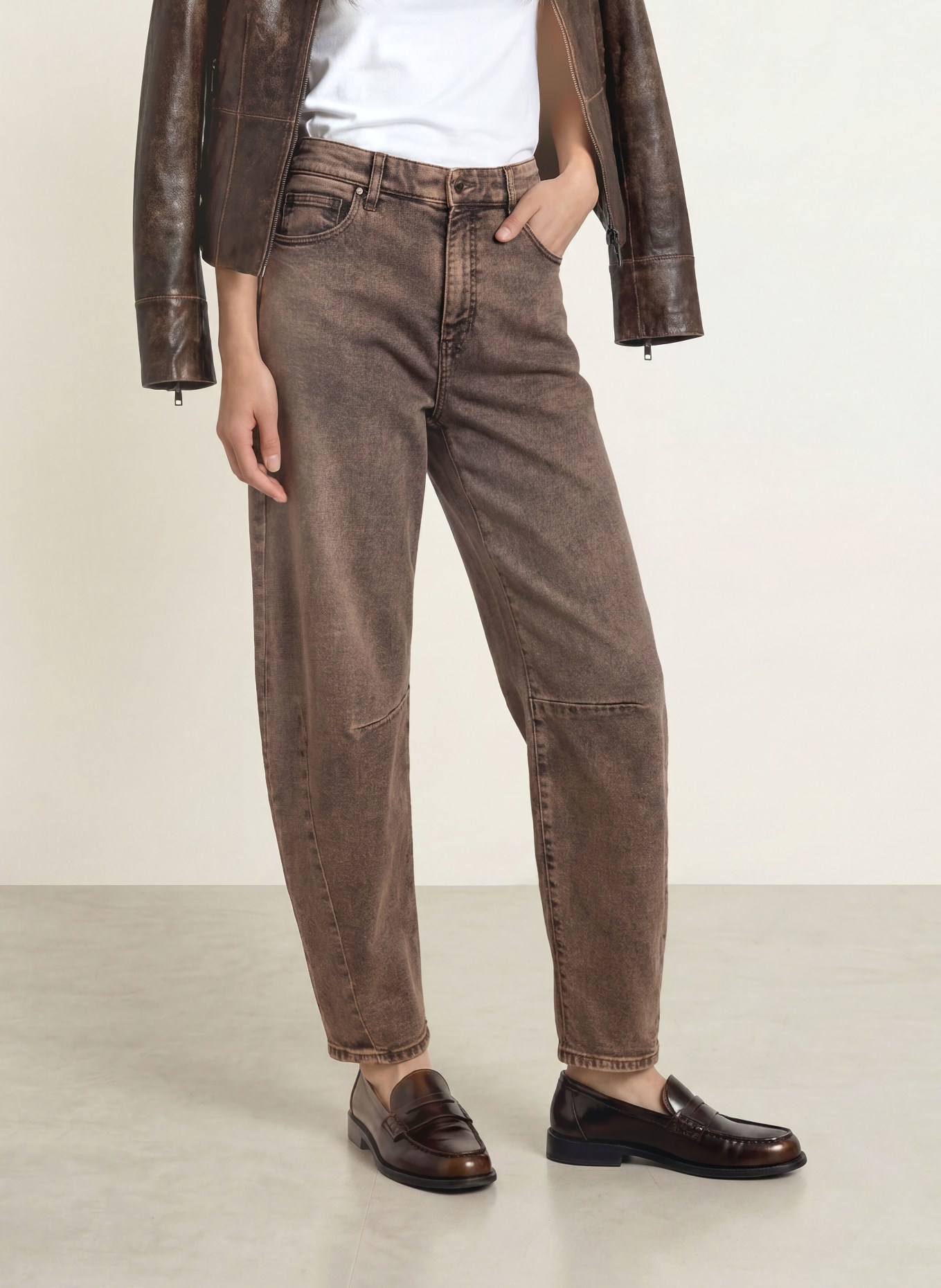 MAC Barrel džíny DAKOTA: D795 brown crincle wash