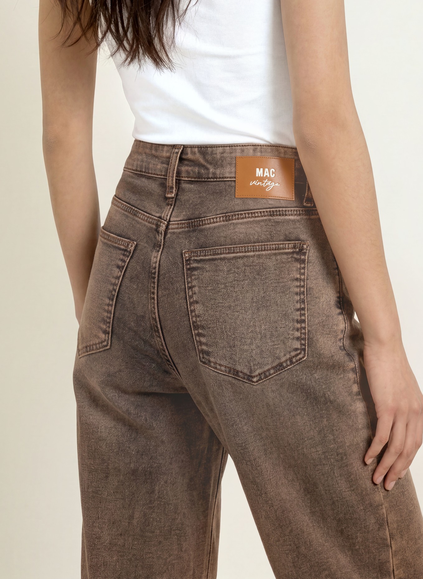 MAC Barrel džíny DAKOTA: D795 brown crincle wash