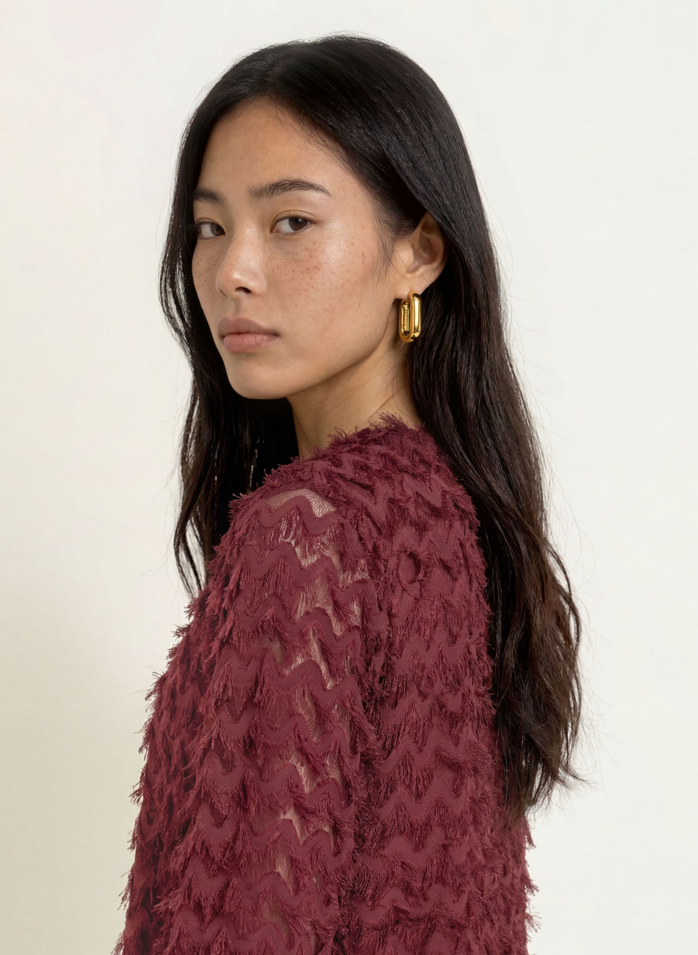 SELECTED Oversized dress: DARK RED