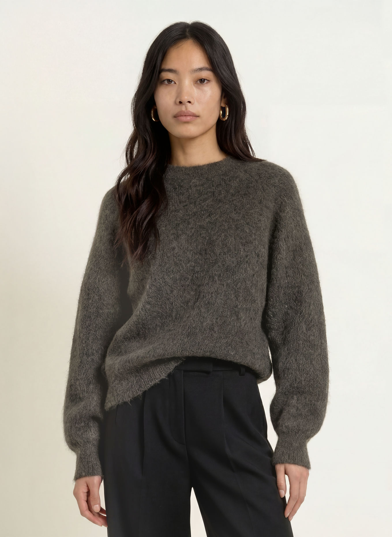 SELECTED Pullover mit Mohair: DUNKELGRAU