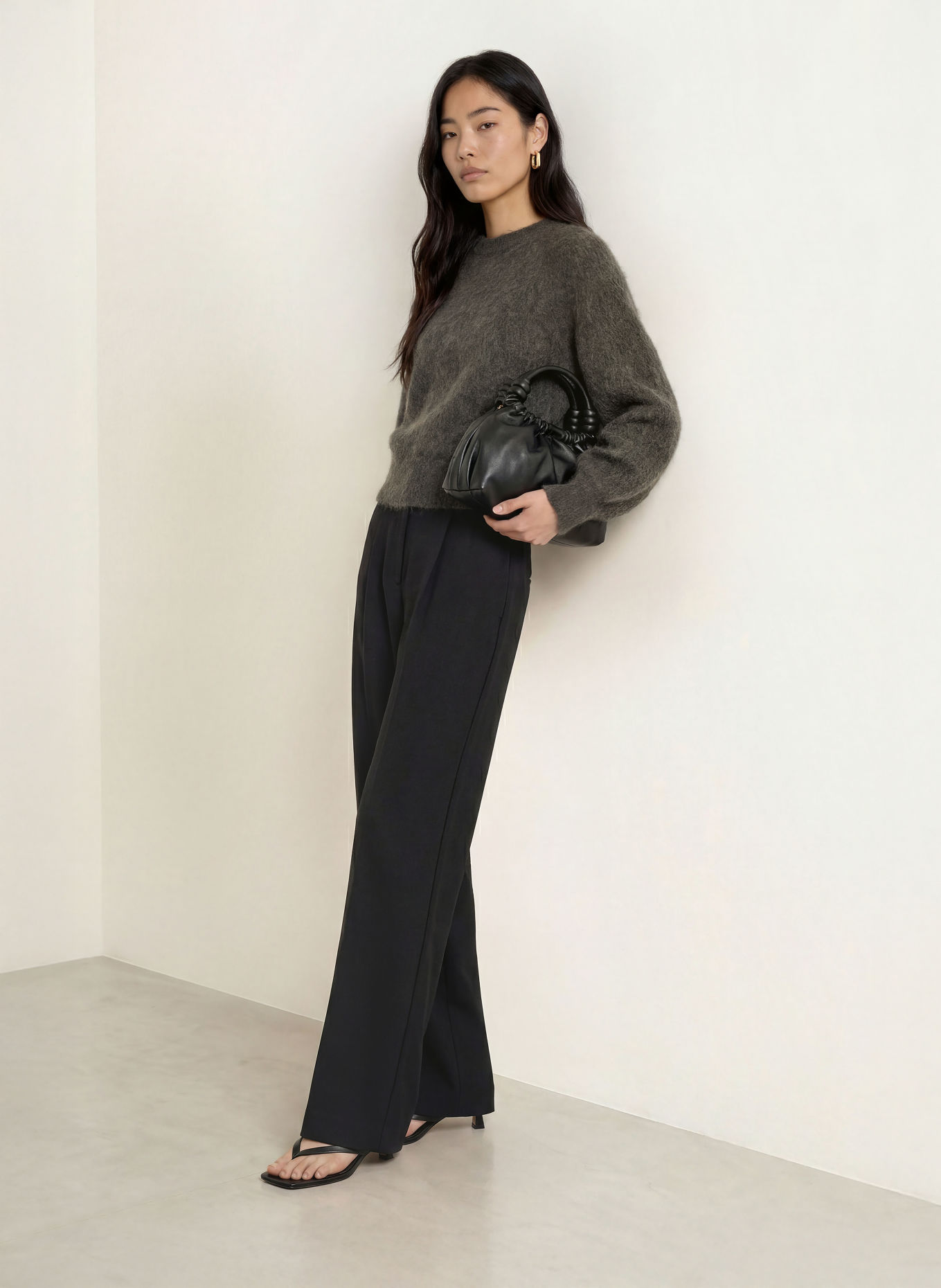 SELECTED Pullover mit Mohair: DUNKELGRAU