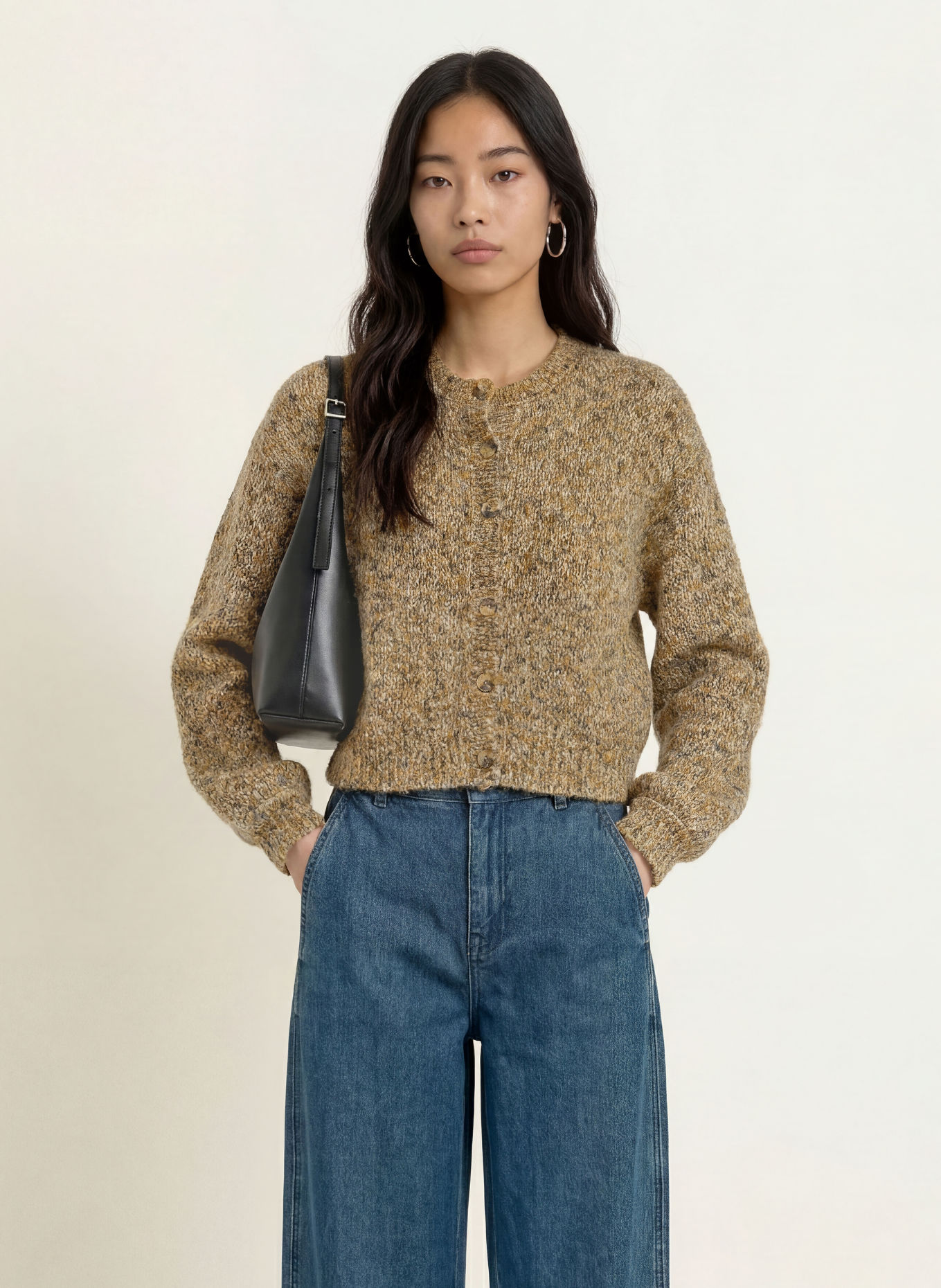 SELECTED Vest: CAMEL / BRUIN / ZWART