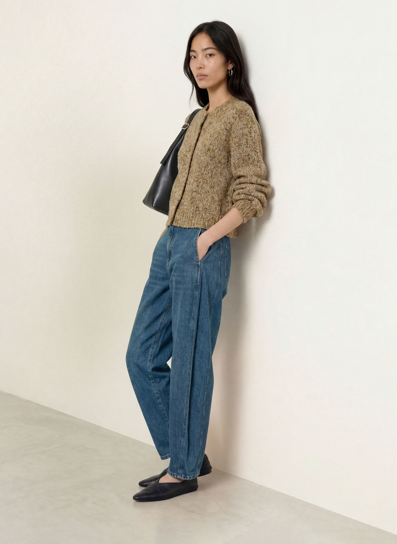SELECTED Vest: CAMEL / BRUIN / ZWART