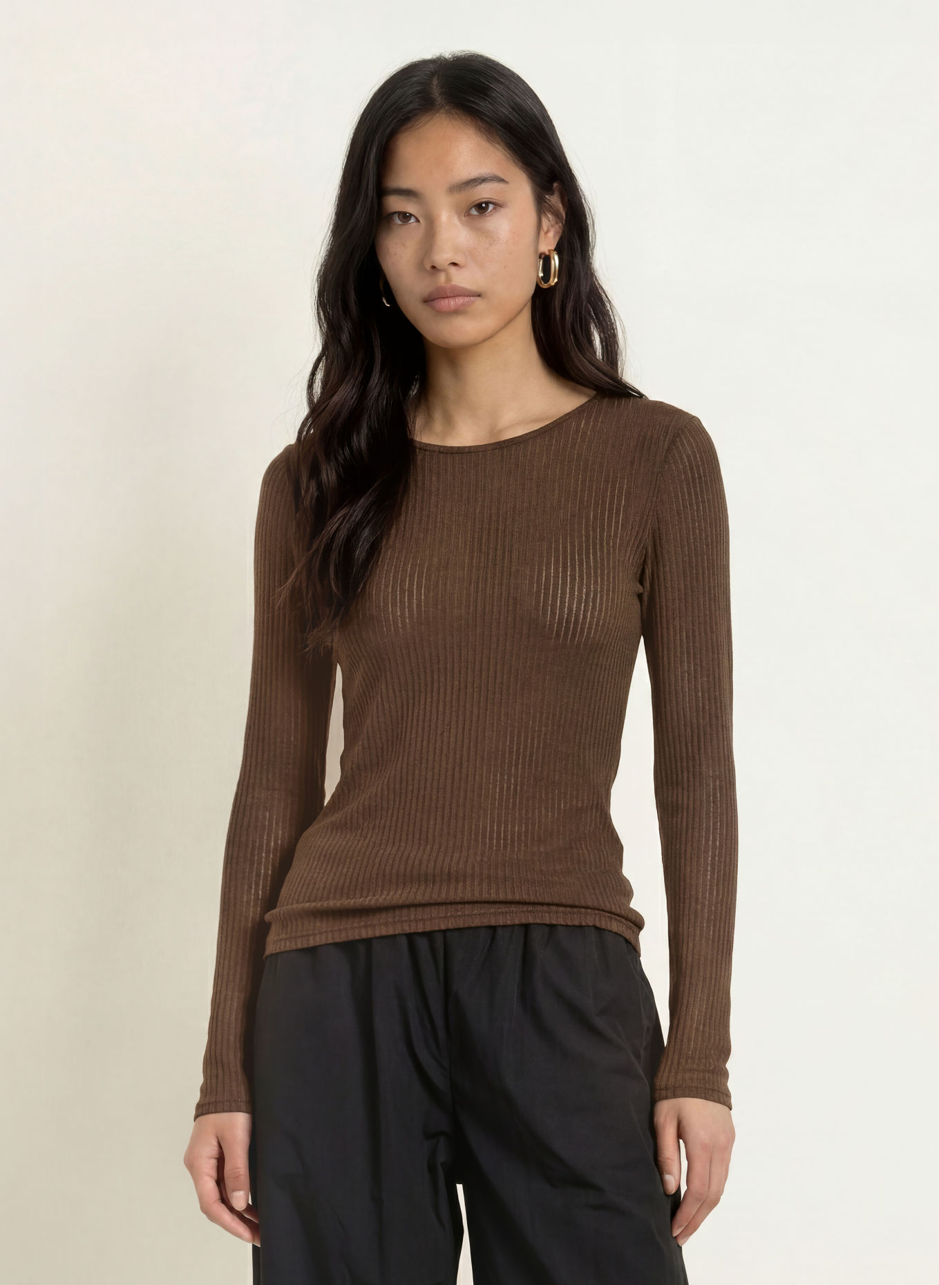 SELECTED Long-sleeve shirt: DARK BROWN