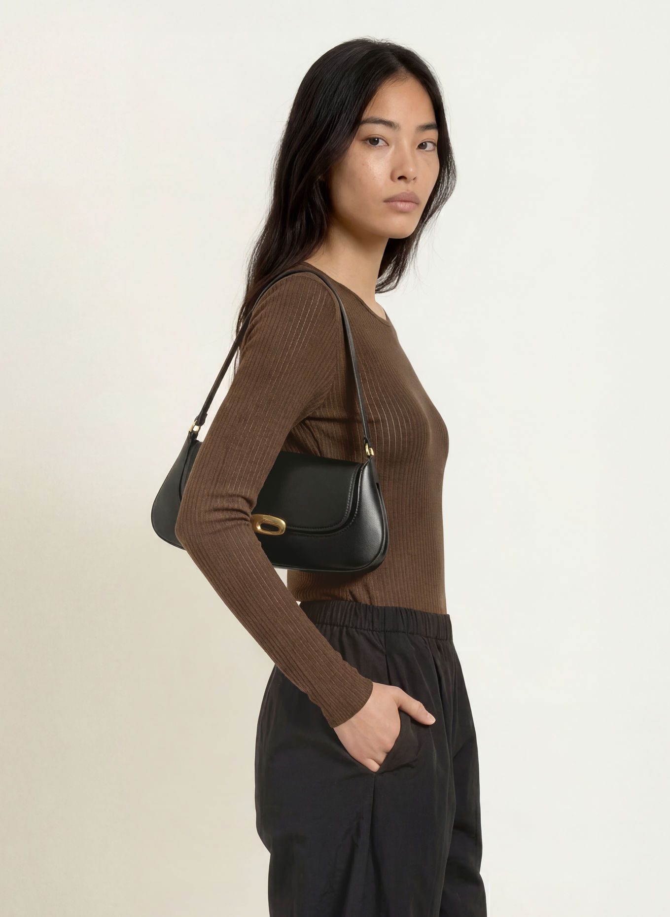 SELECTED Long-sleeve shirt: DARK BROWN