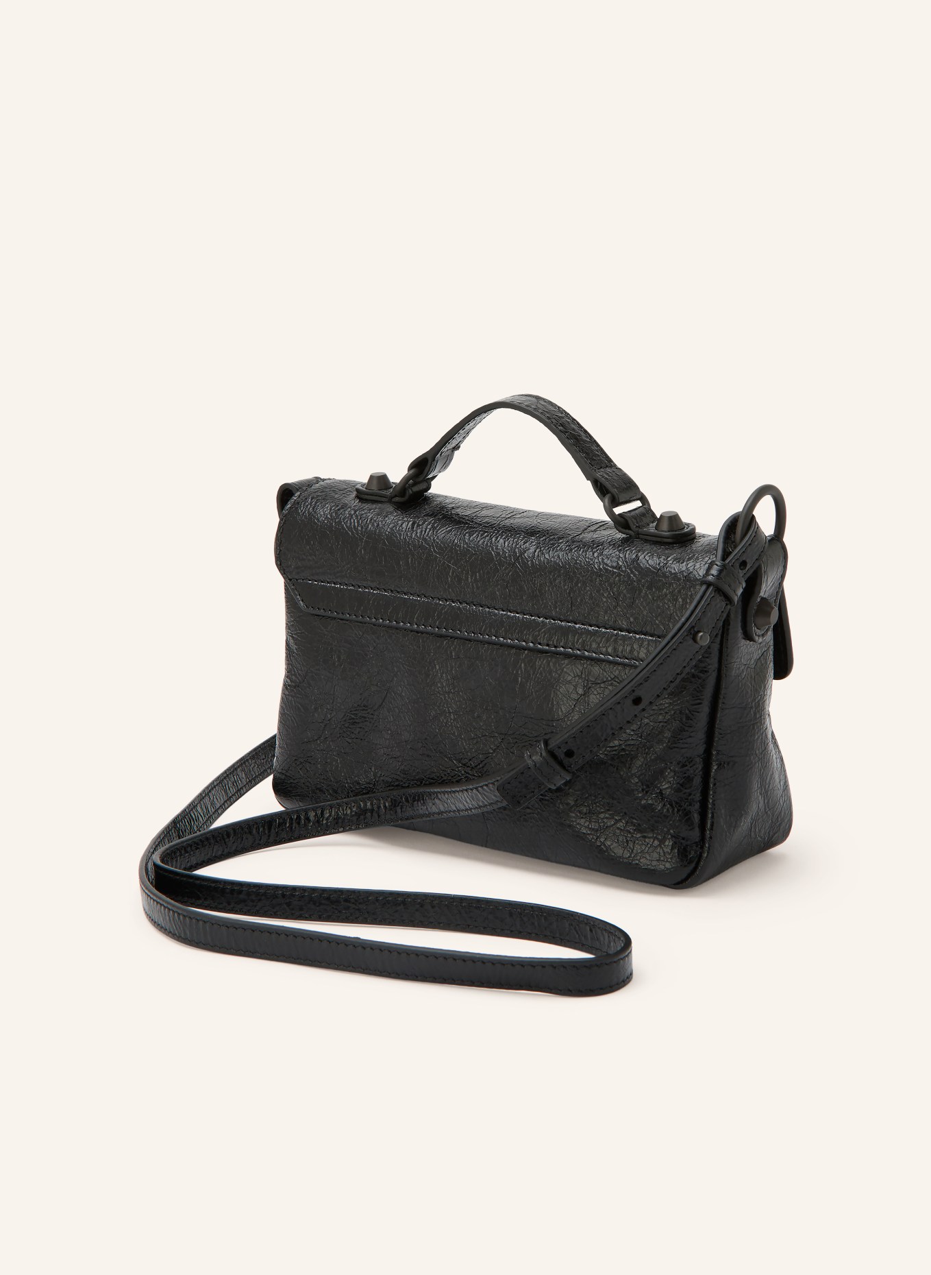 BALENCIAGA Schultertasche mit Nieten: SCHWARZ / PLATIN / GOLD