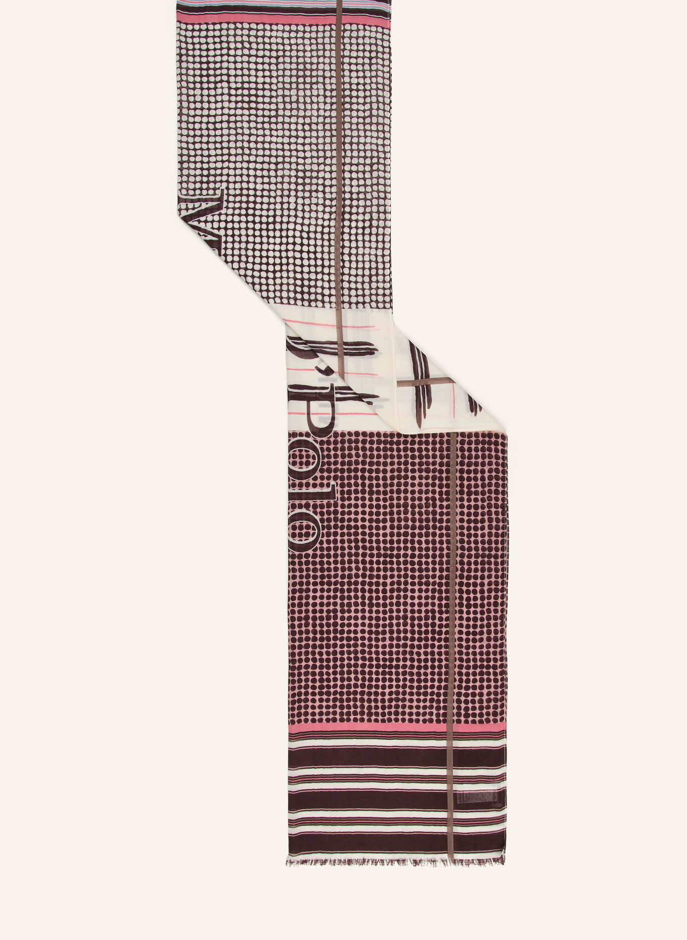 Marc O'Polo Écharpe: BLANC / MARRON FONCÉ / VIEUX ROSE